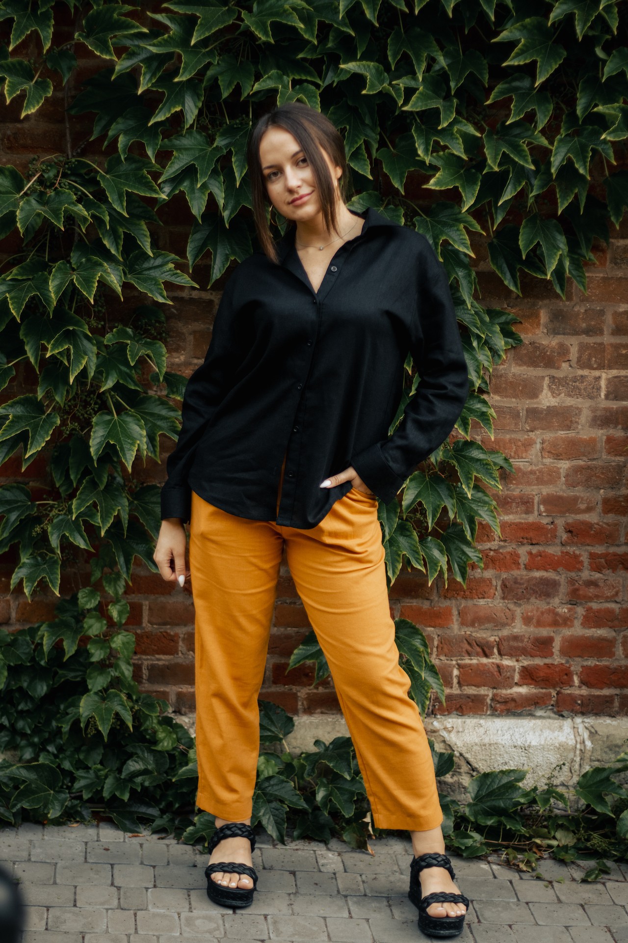 A set of a long shirt and classic pants
