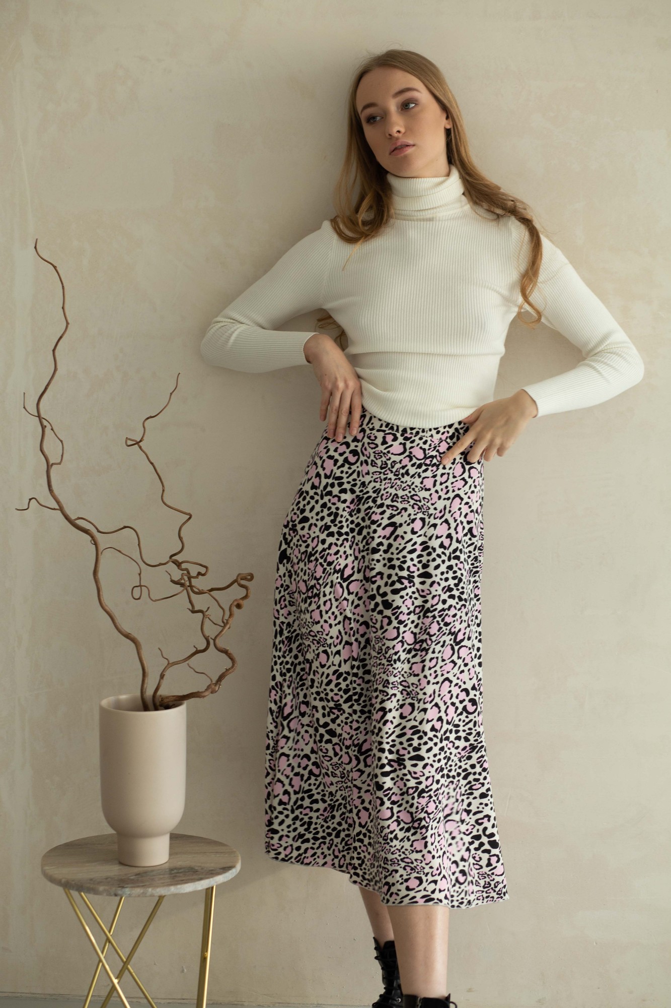 Leopard midi a-line skirt