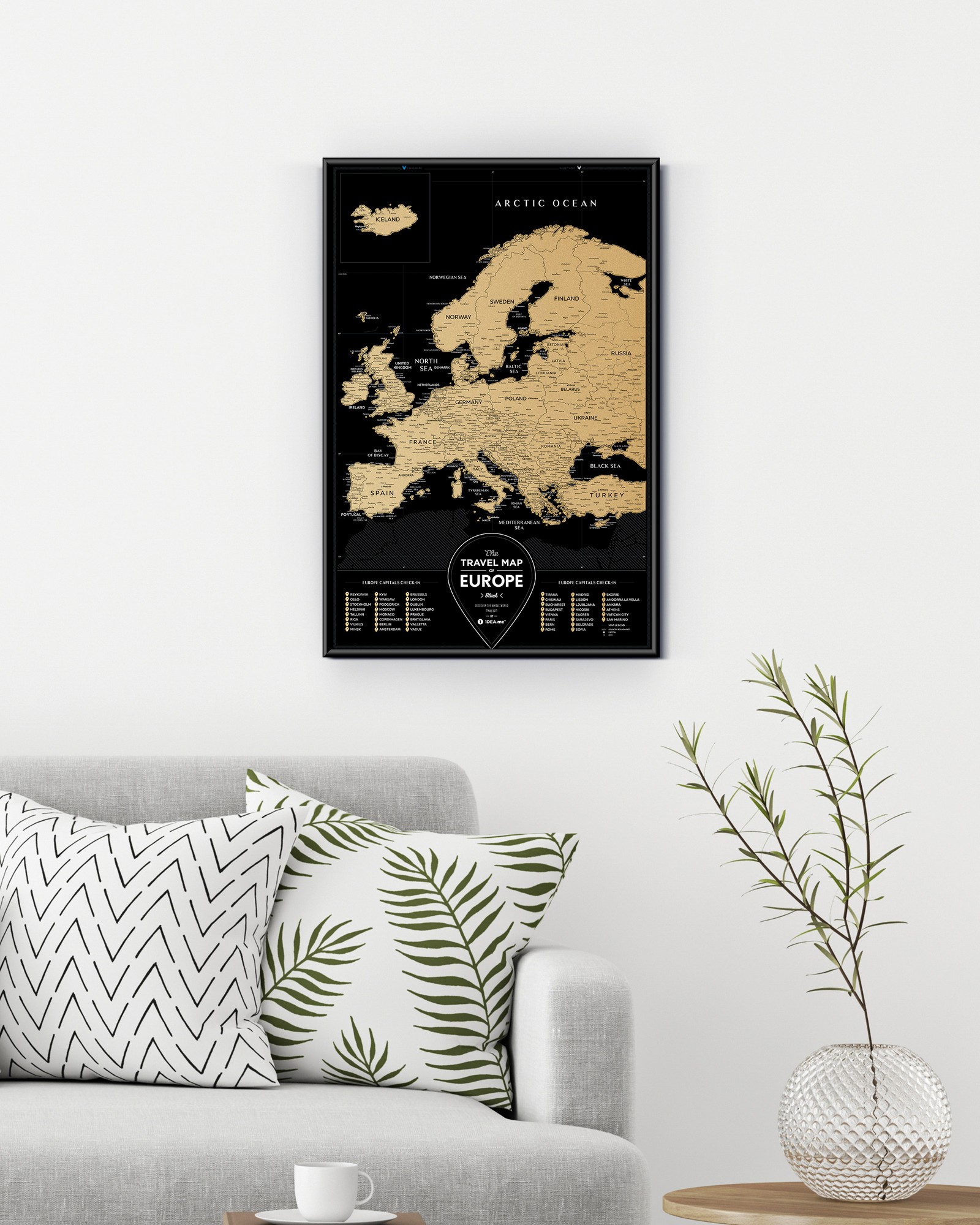 Scratch-off wall map Travel Map® Black Europe