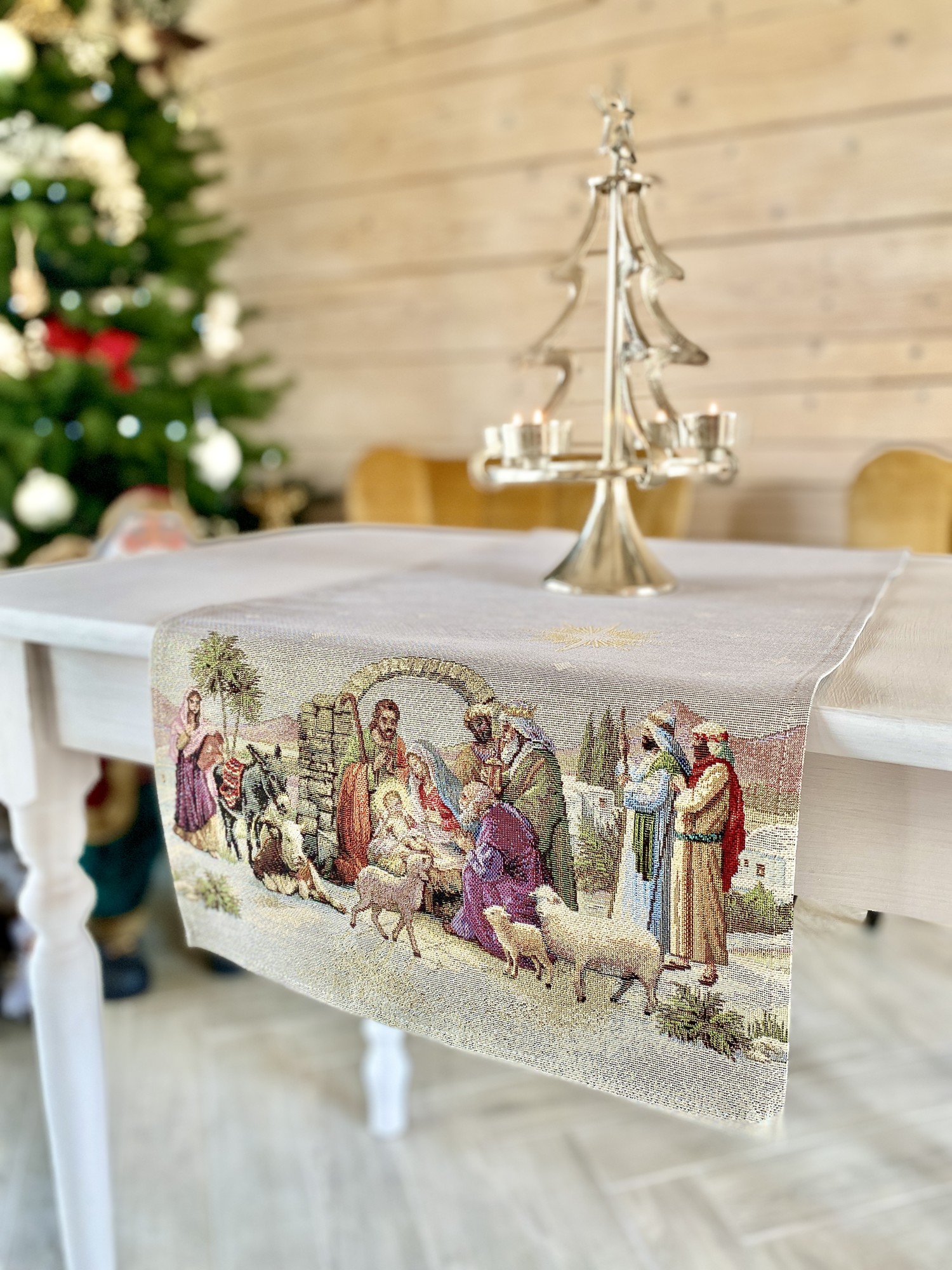 Christmas Tapestry Table Runner 37x100 Cm With Gold Lurex 42169 From