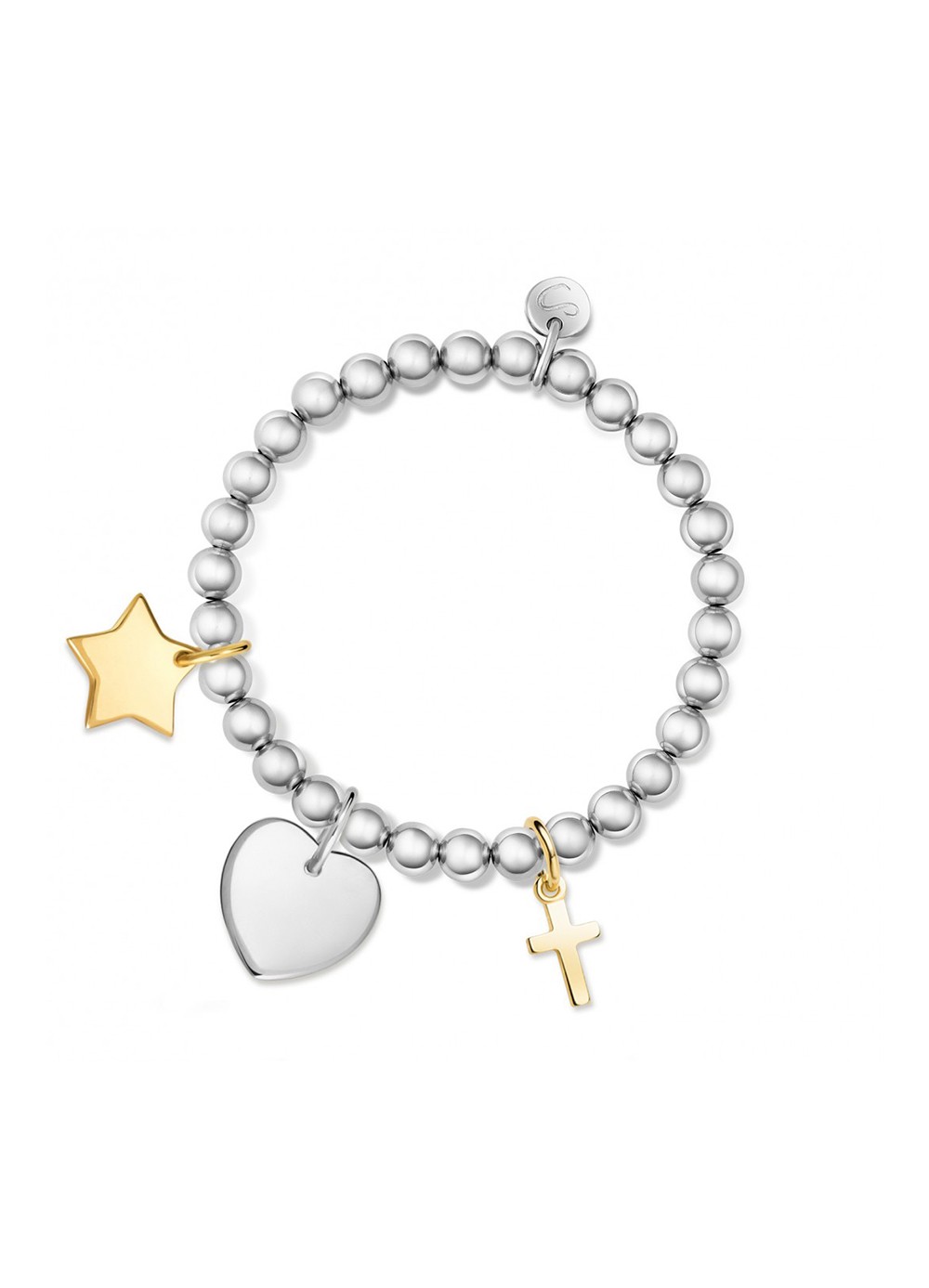 5 mm beads bracelet with Mini Star, Mini Heart and Cross pendants