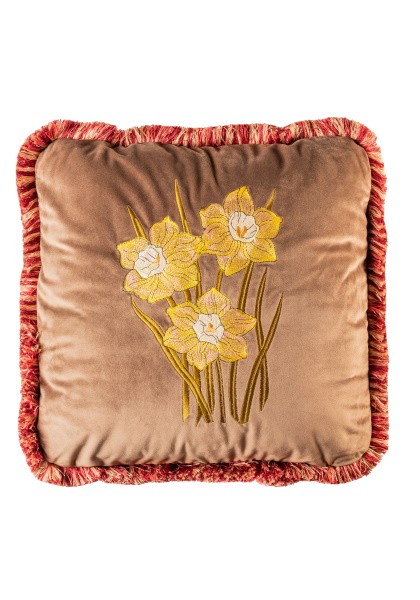MR Pillow velvet with daffodils embroidery