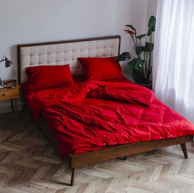 SET OF BEDDING  MADE OF BOILED COTTON LEGLO RED  Full