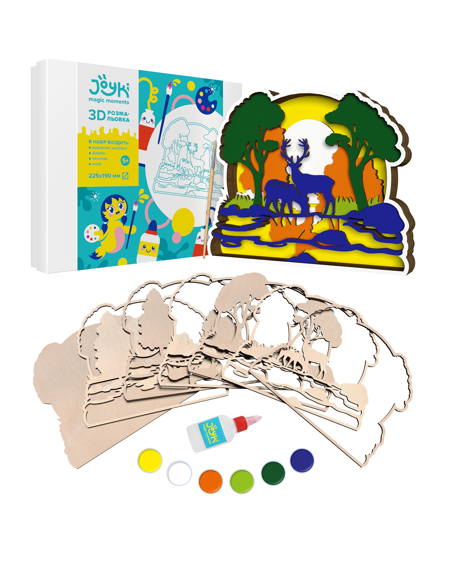 Joyki 3d wooden coloring book creativity kit «Deers»