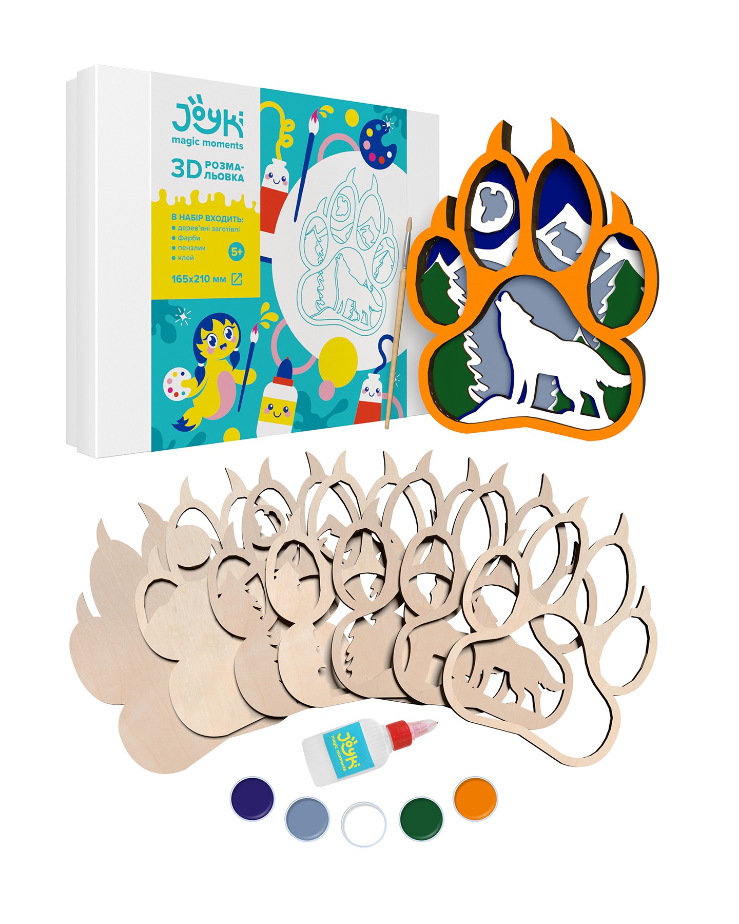Joyki 3d wooden coloring book creativity kit «Wolf»