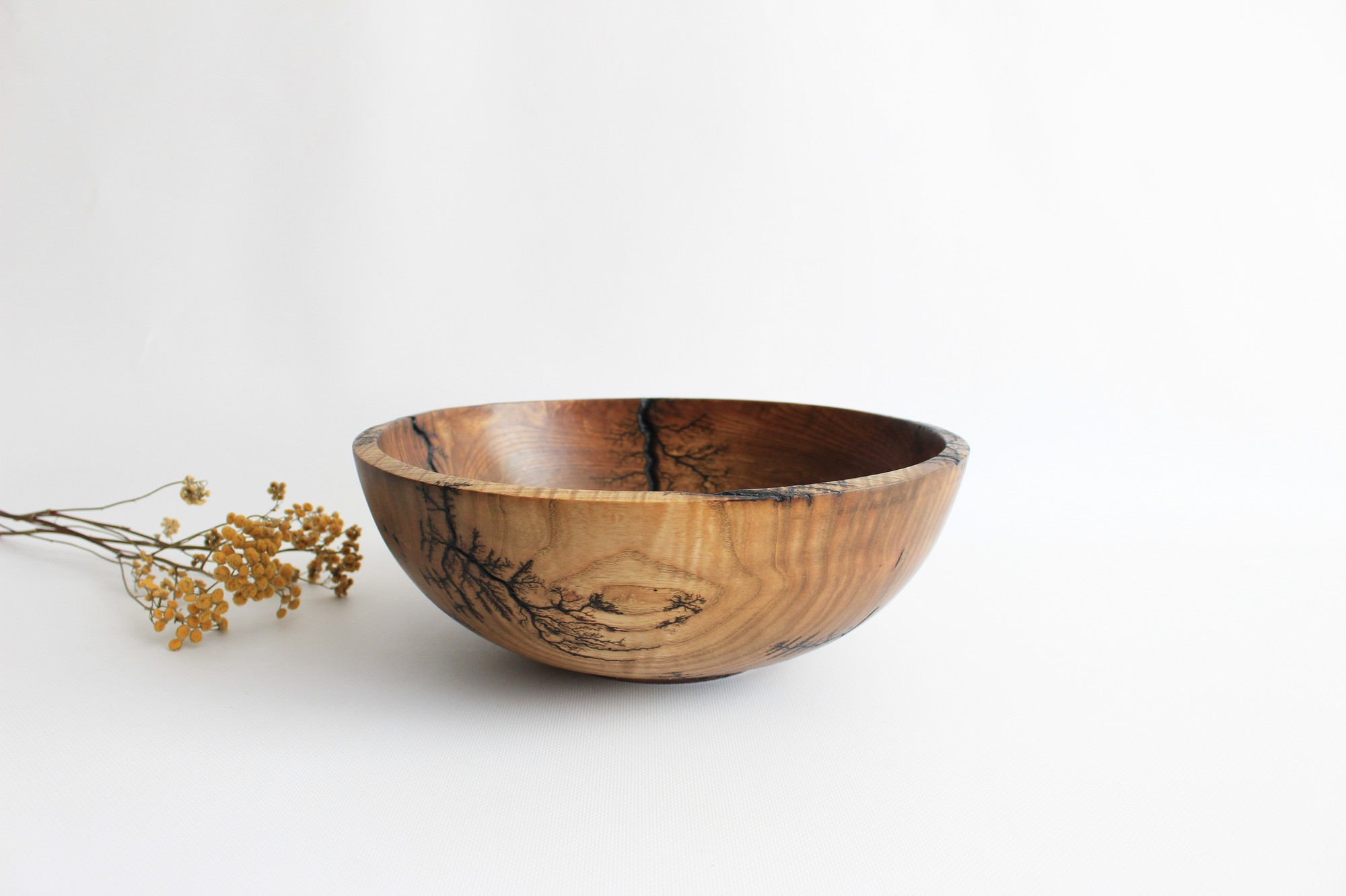 Large salad bowl, wooden handmade dinnerware, ash driftwood fruit bowl, unique centerpiece bowl