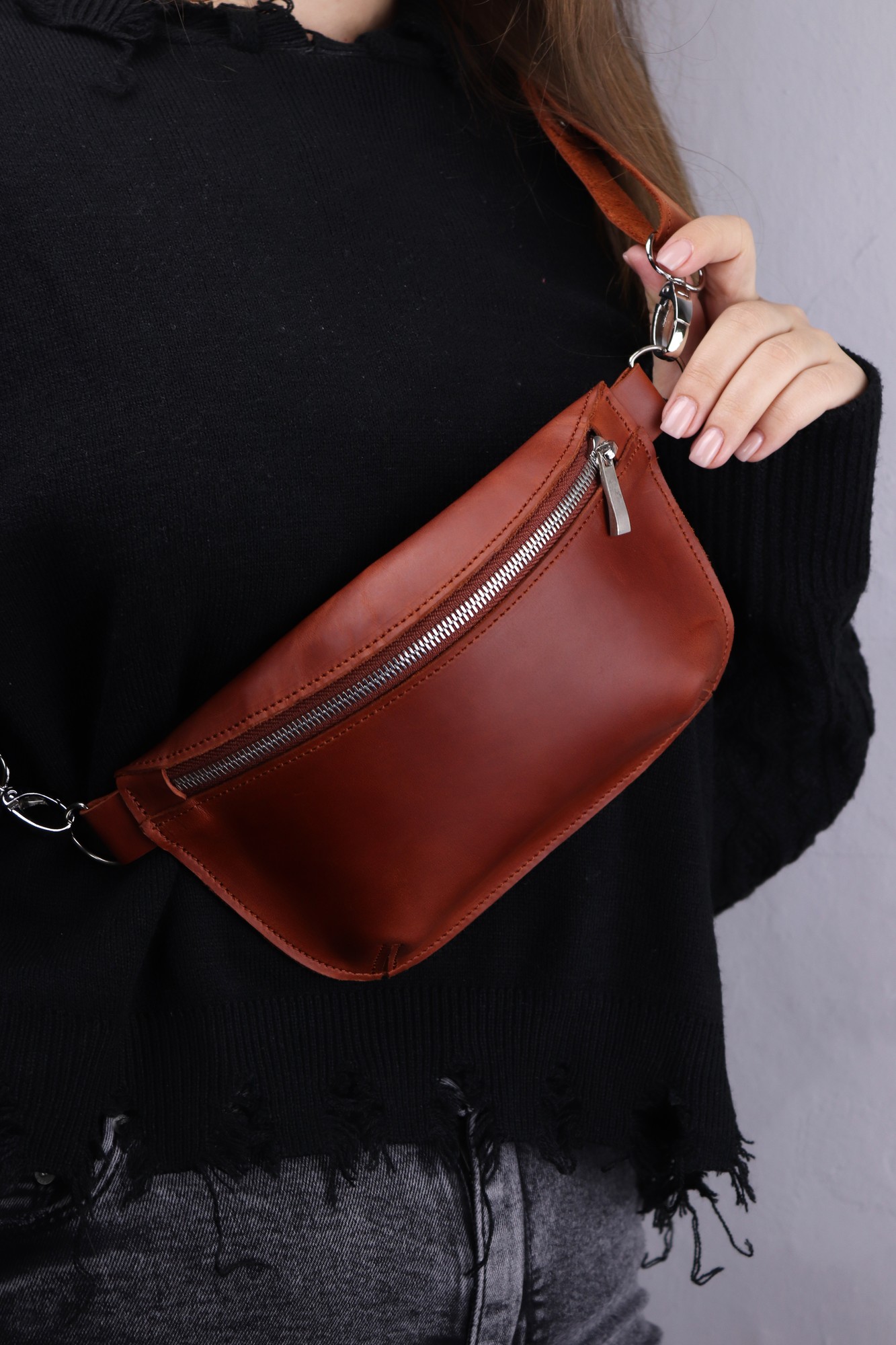 Leather waist bag for women/ fanny pack/ crossbody bag/ banana bag/ brown/  1027-s (Strutinski-Leather) за 1150 UAH.