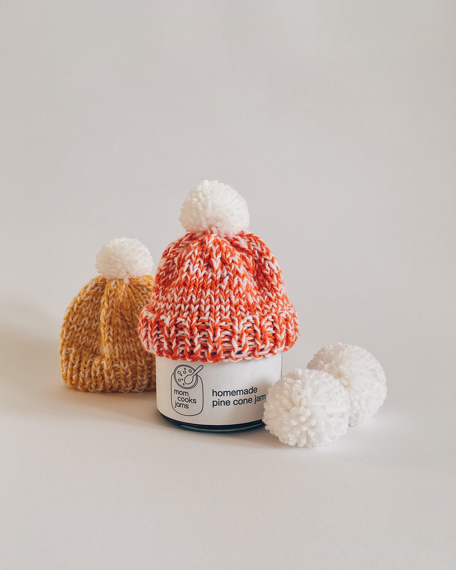 Gift Pine cone jam jar with orange hat from Ukraine