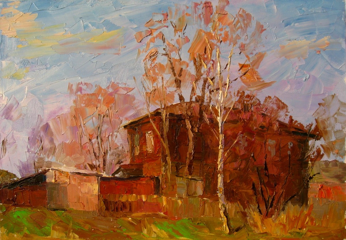 Oil painting Old house Serdyuk Boris Petrovich nSerb167
