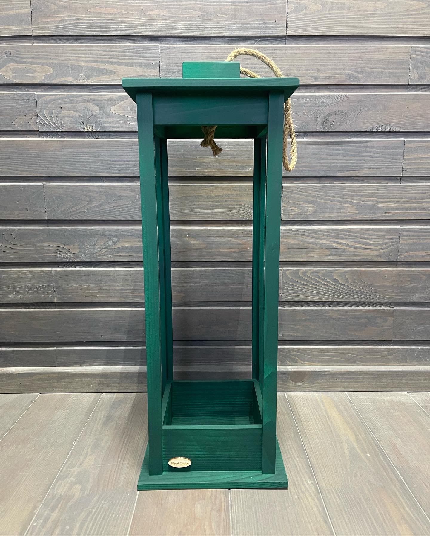Candlestick wooden lantern 22x22x60 Green