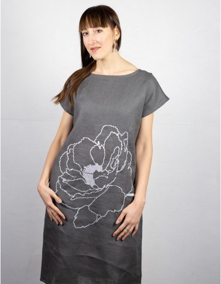 Women's tunic linen gray kvitka