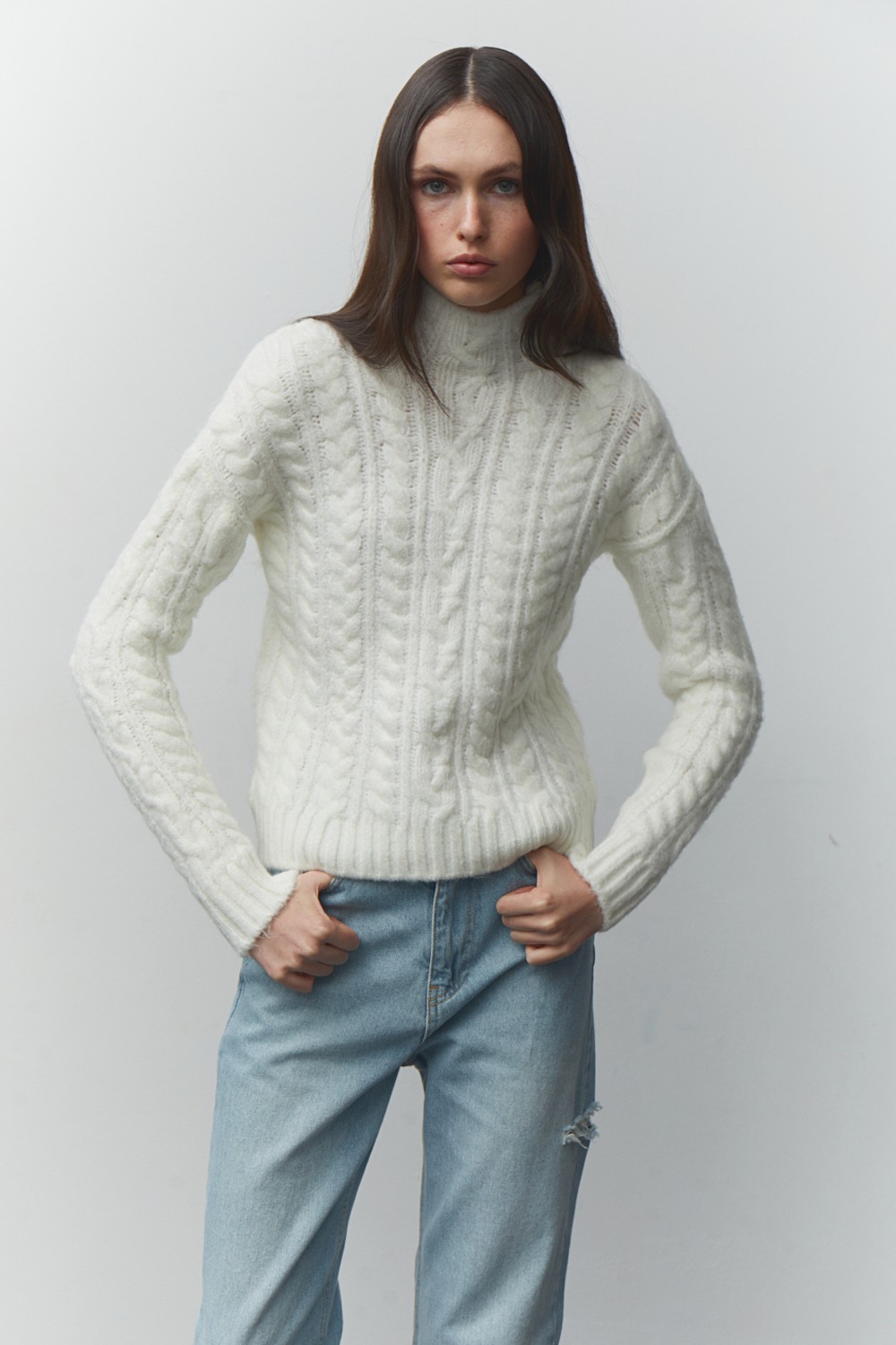 Knitted braid sweater