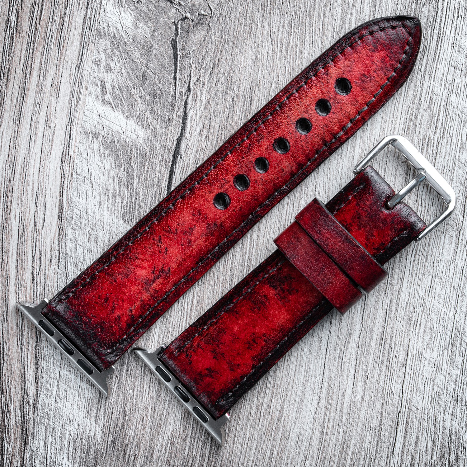 Leather Watch / Apple Watch Strap Red