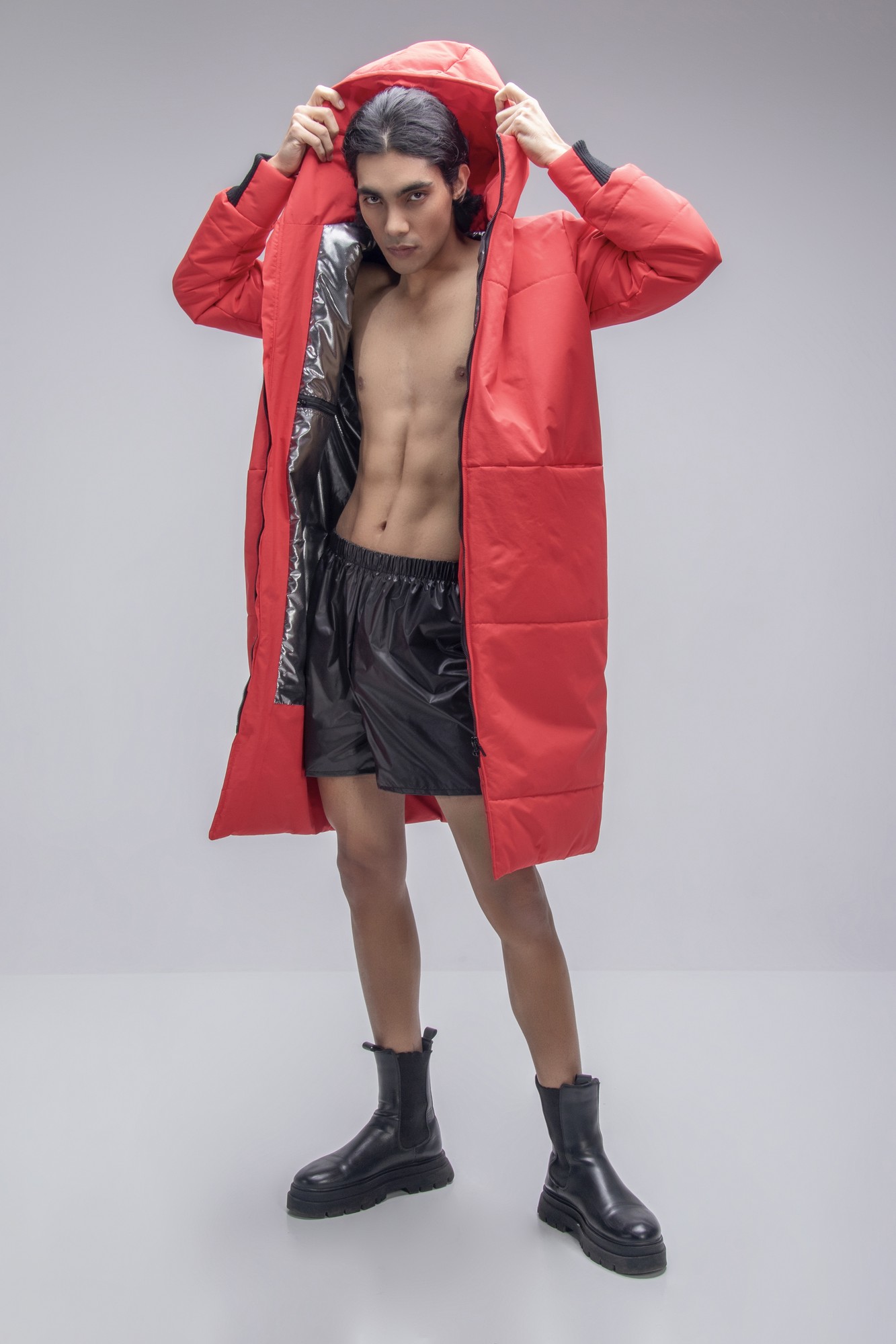long down jacket Winter guard red