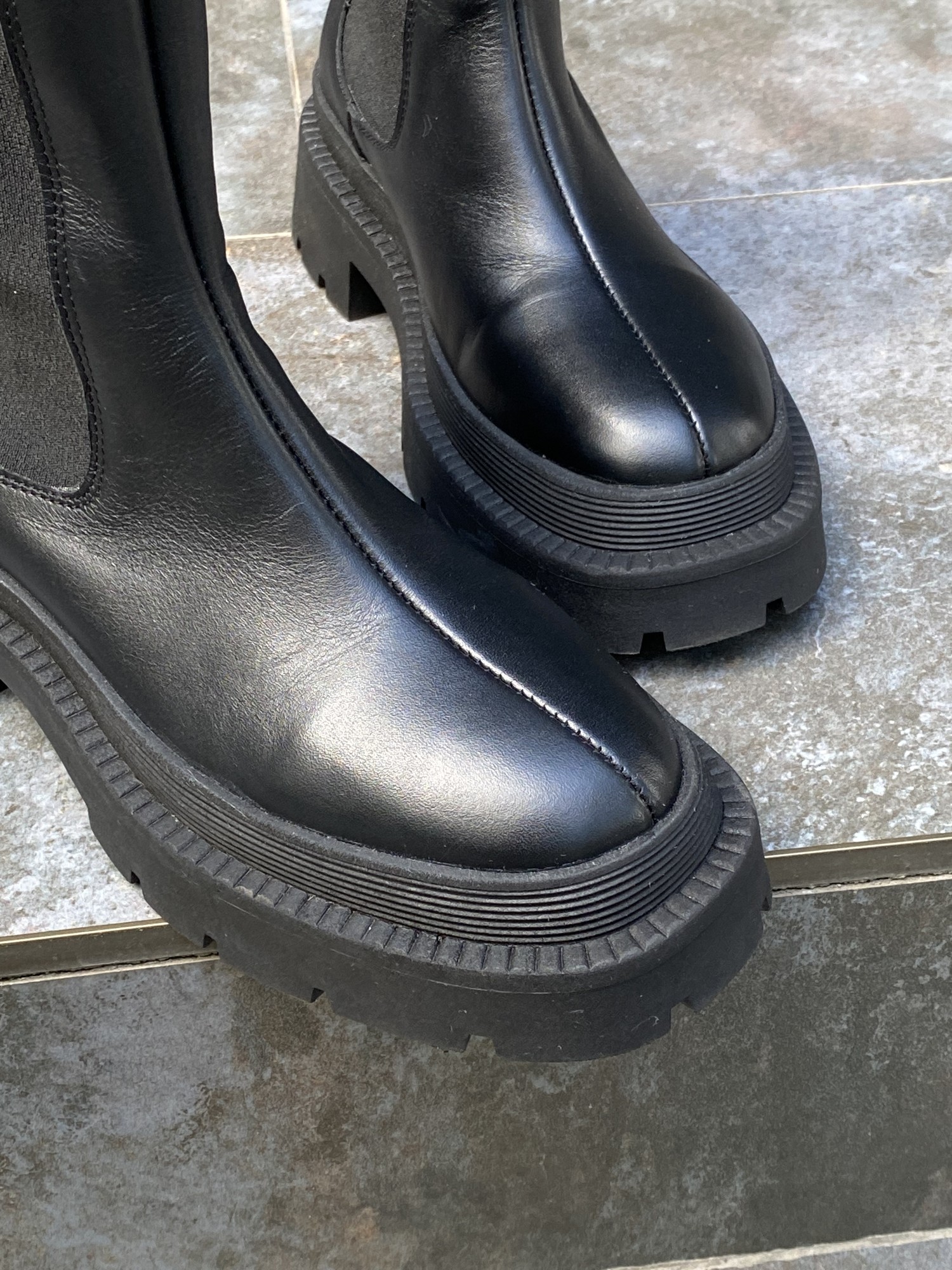 High chelsea boots made of genuine leather