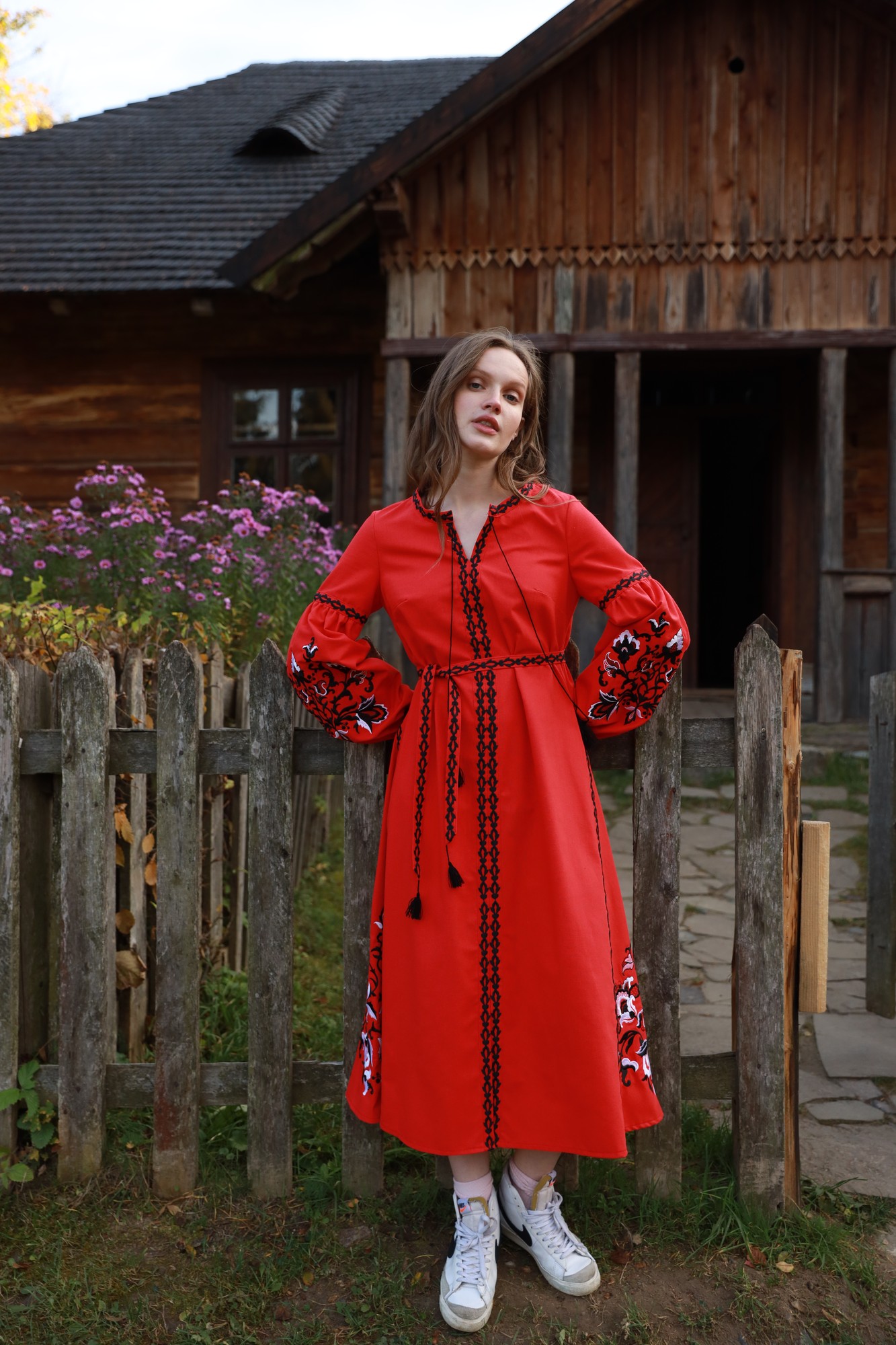 Women's embroidered dress Khrystyna red