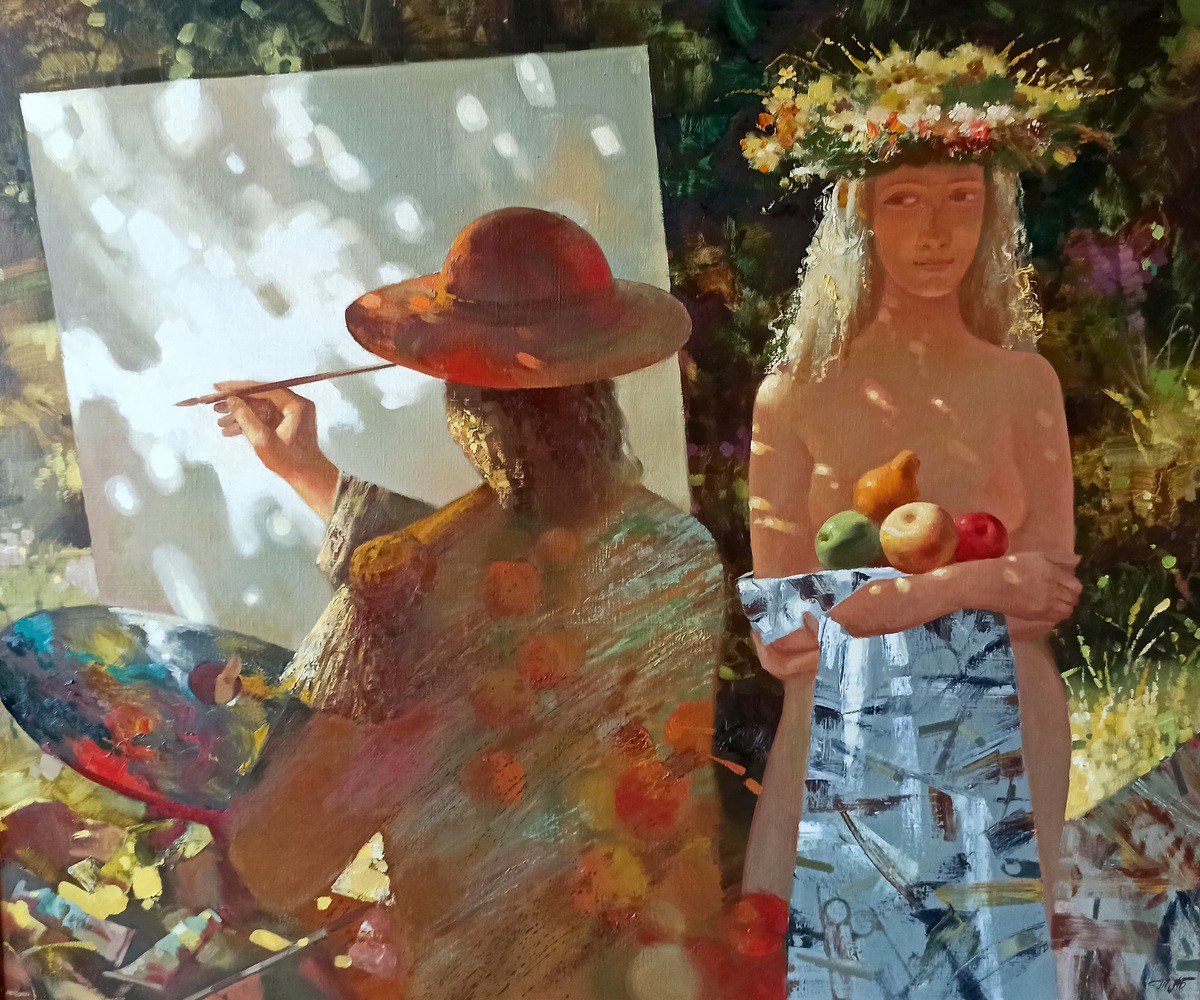 Abstract oil painting Apple saved Anatoly Borisovich Tarabanov nTar127
