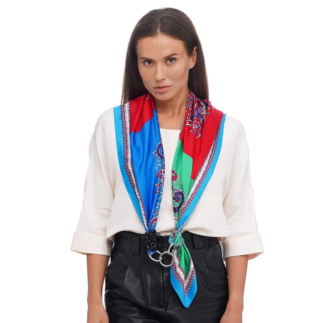 Silk scarf My Scarf "Ukraine .Four seasons,, Decorate with natura jstone
