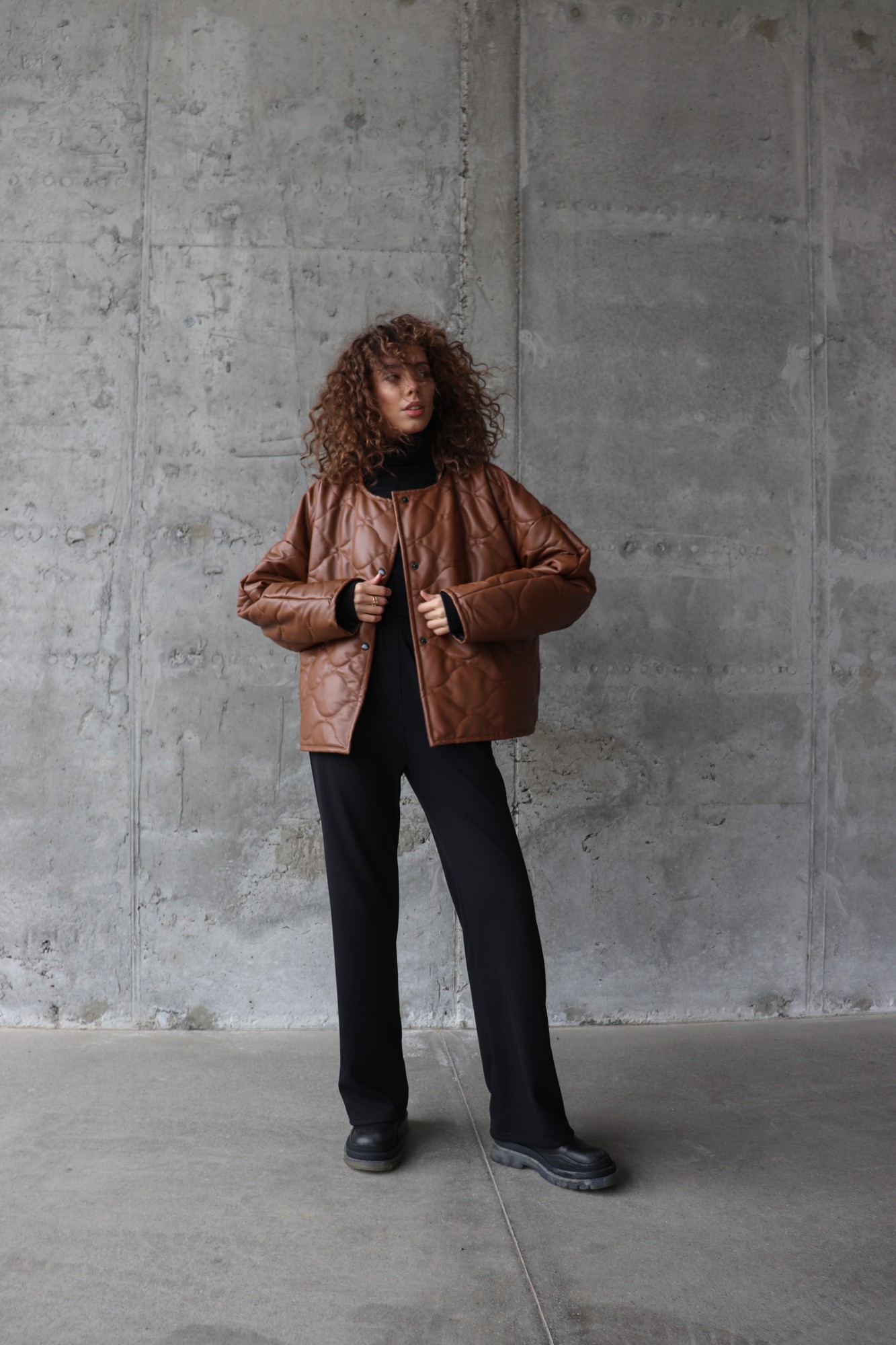 Jacket "Aura" light brown eco-leather