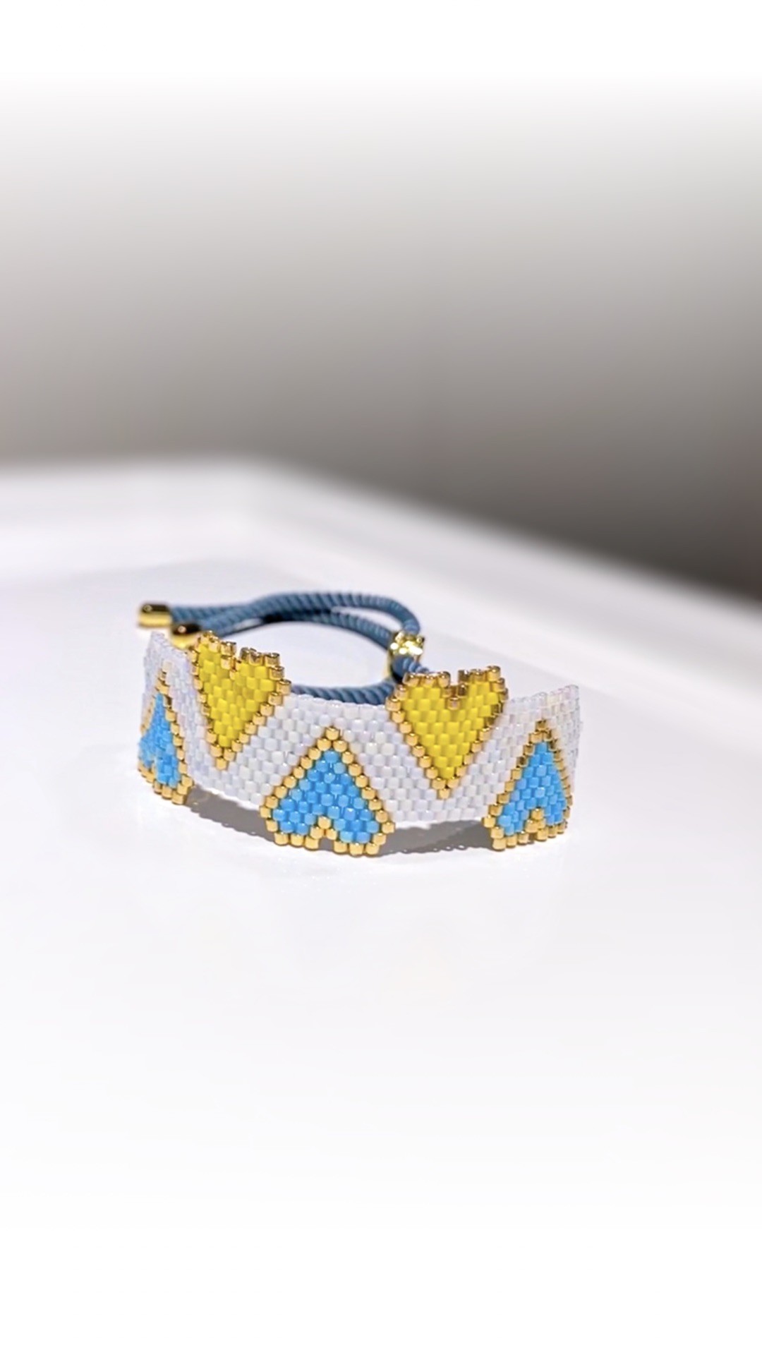 Bracelet Ukrainian hearts in symbolic blue&yelollow colors