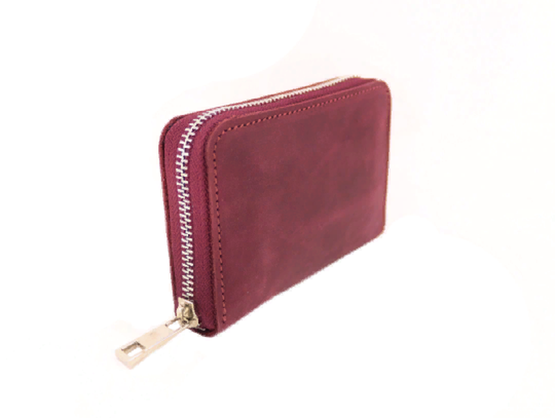 Mini wallet in engraved leather with card slots/ minimalist ergonomic wallet for women