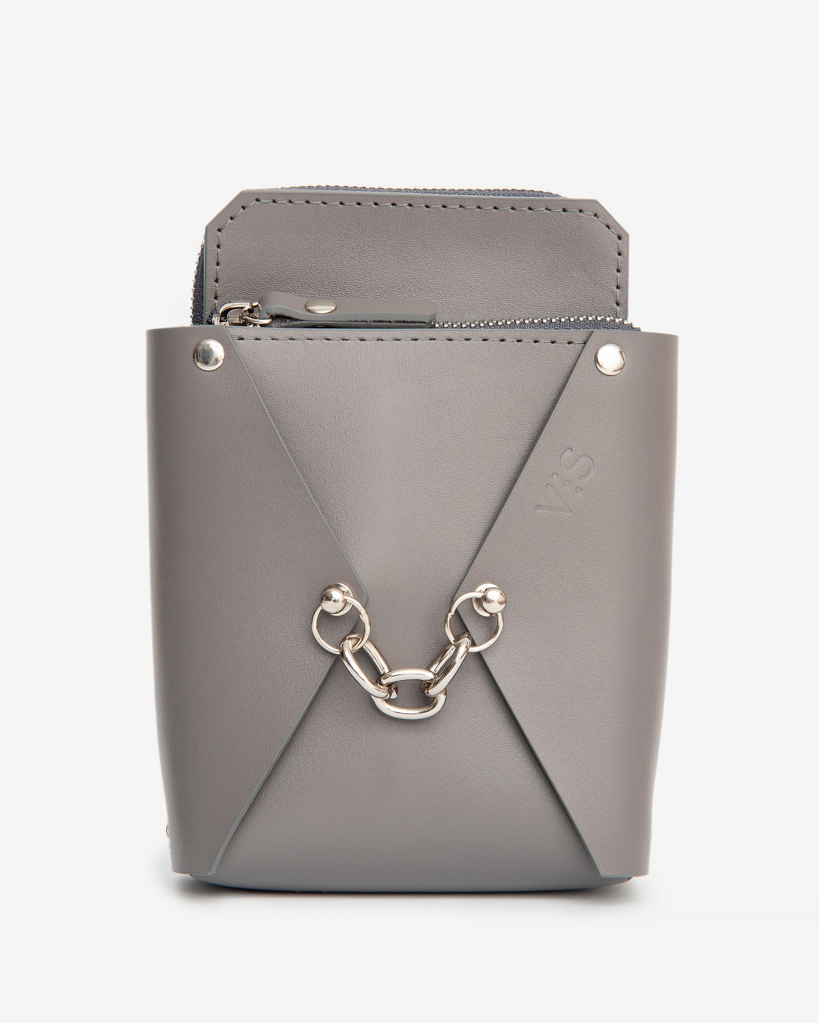 Talia leather bag in grey color