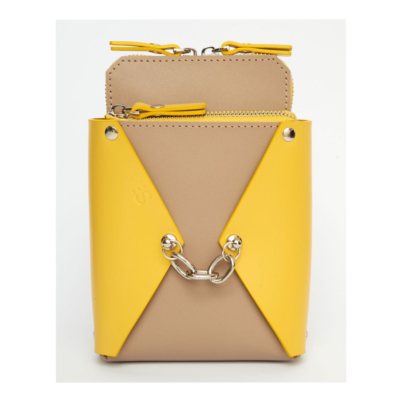 Talia leather bag in beige yellow color