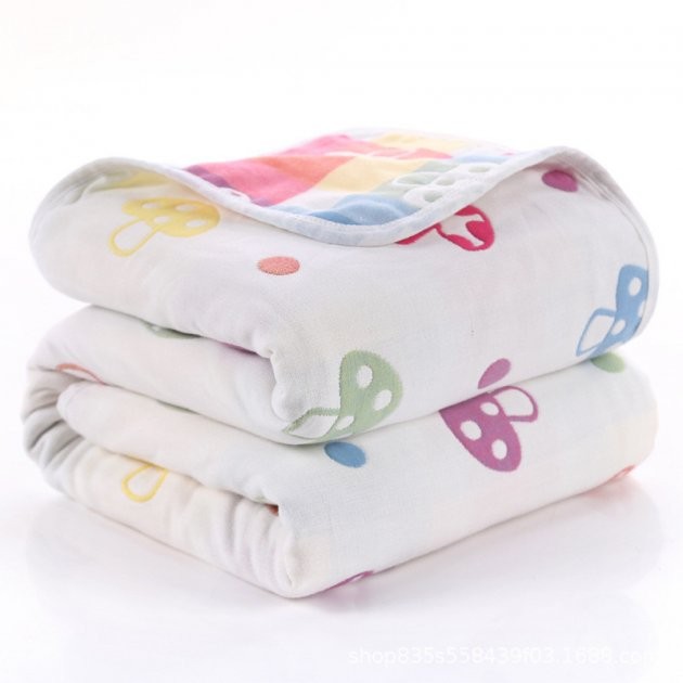 Blanket-bedspread 160x220 cm Iev-Style A10 6-layer muslin "Mushrooms" (2706294)