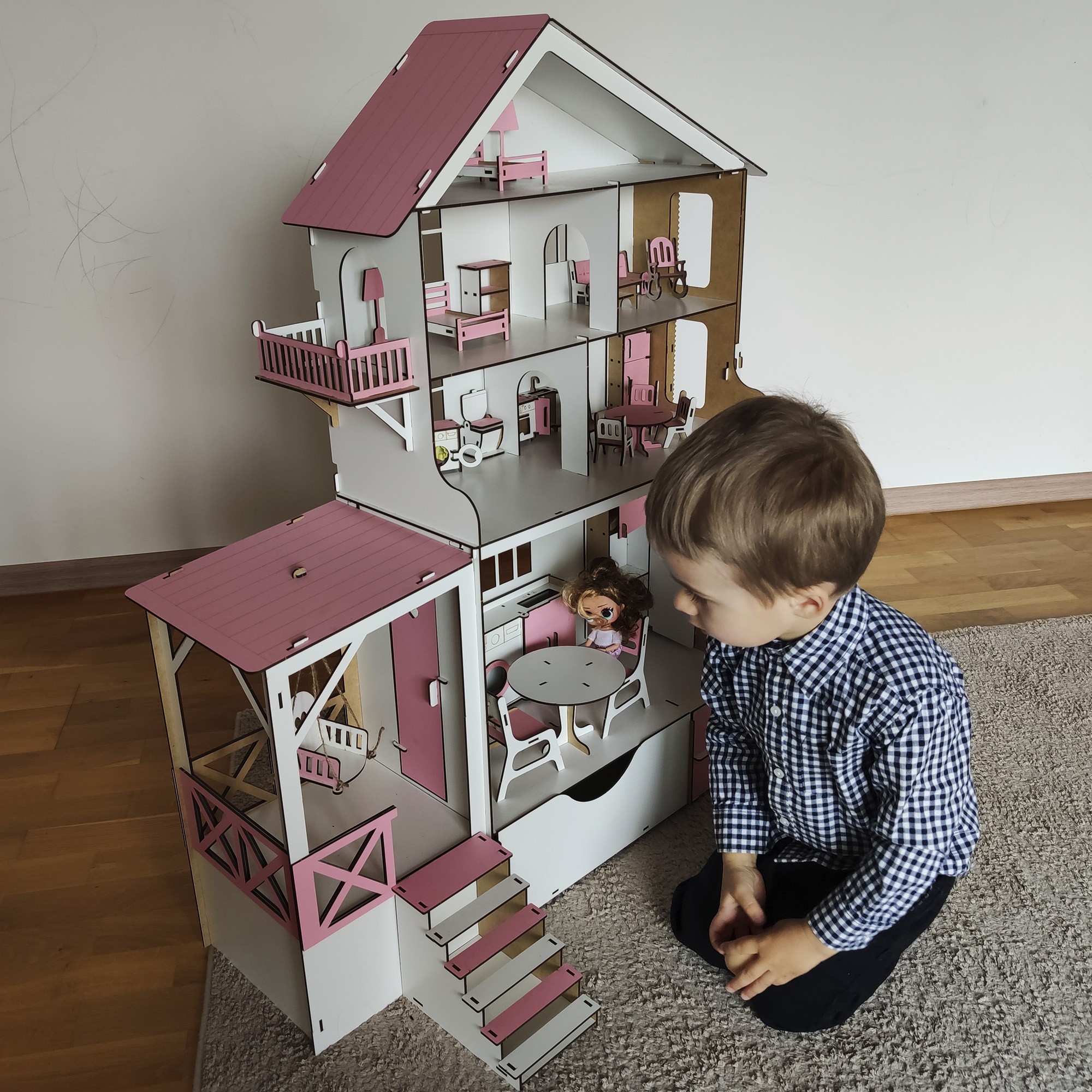 Simulation Doll House Music And Light 3D Folding Early Education