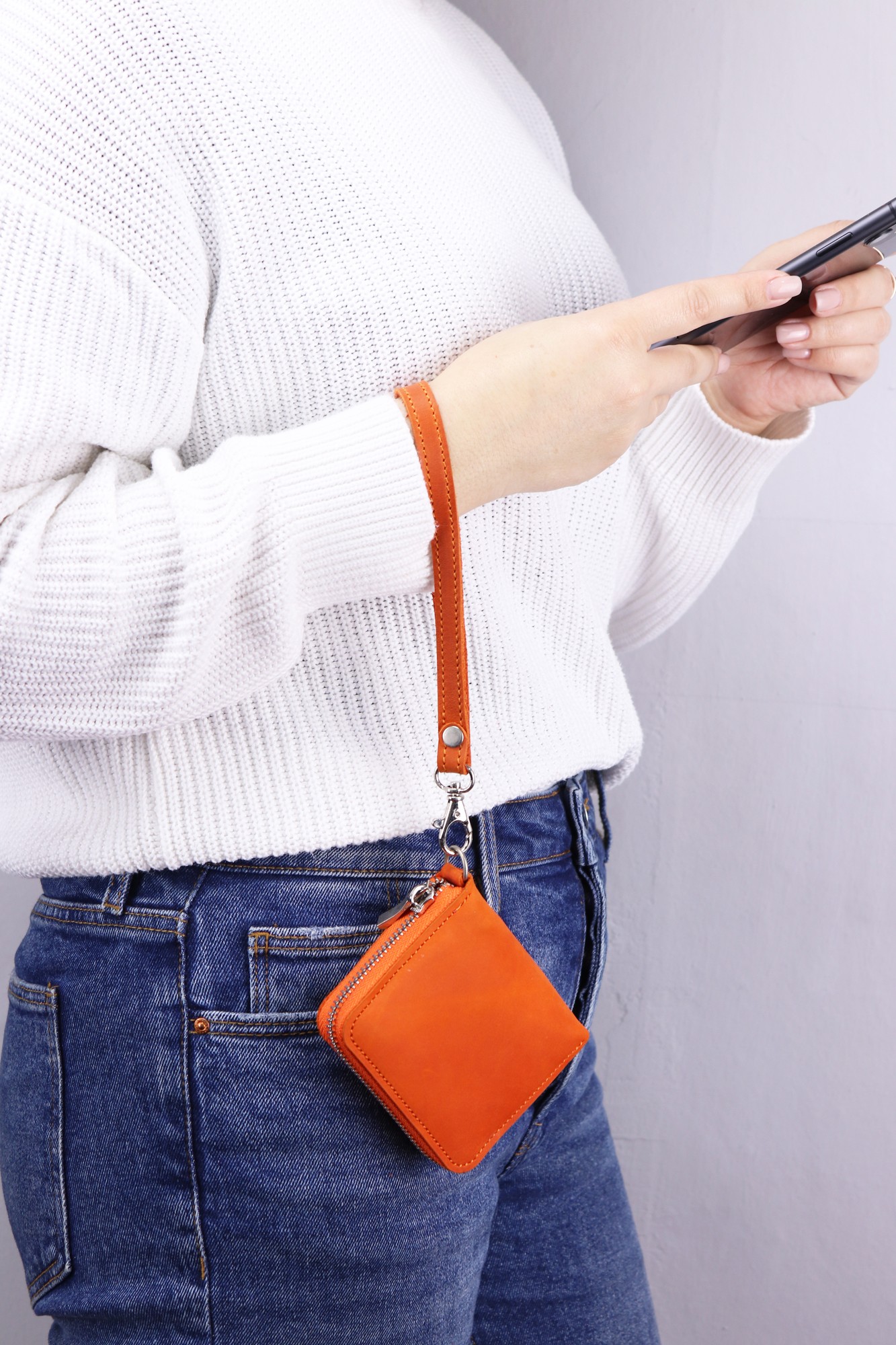 Genuine Leather Wristlet Strap, Honey Burgundy