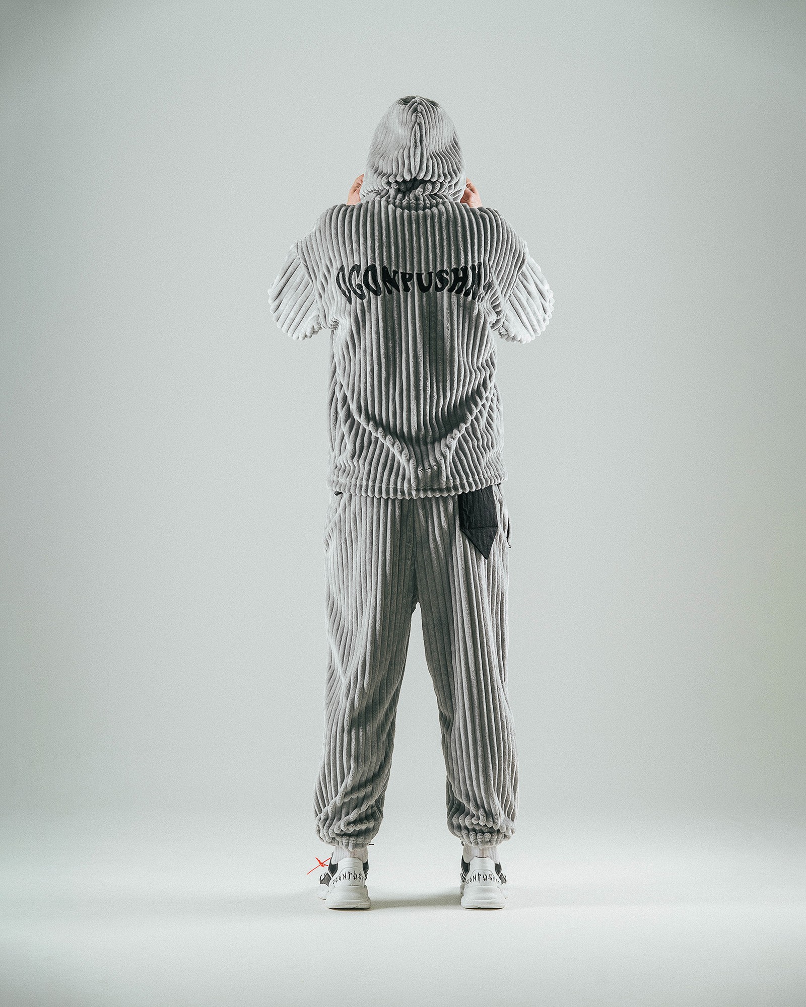 Sports plush suit oversize OGONPUSHKA Kiss grey