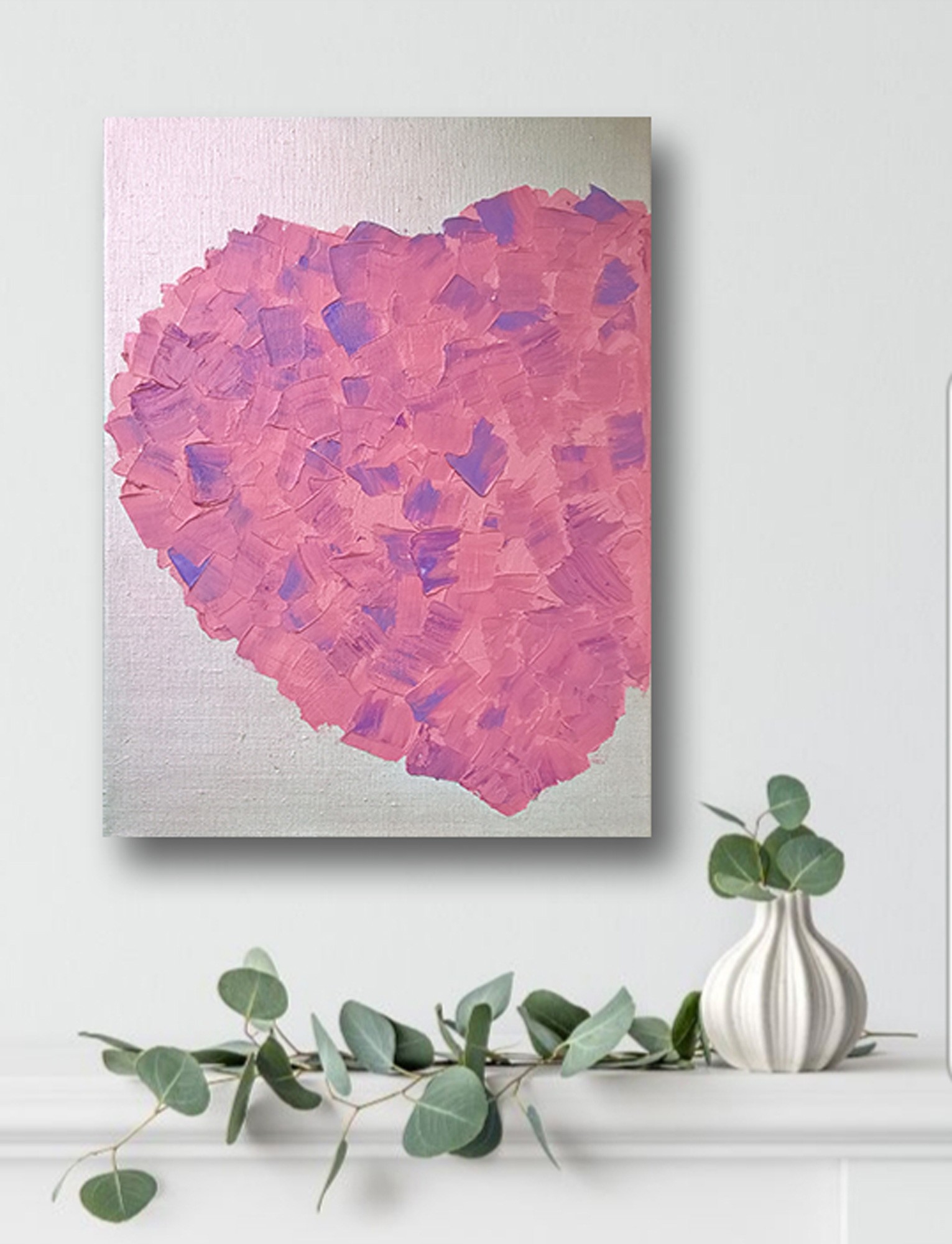Heart oil painting original abstract wall art. Creative impasto painting