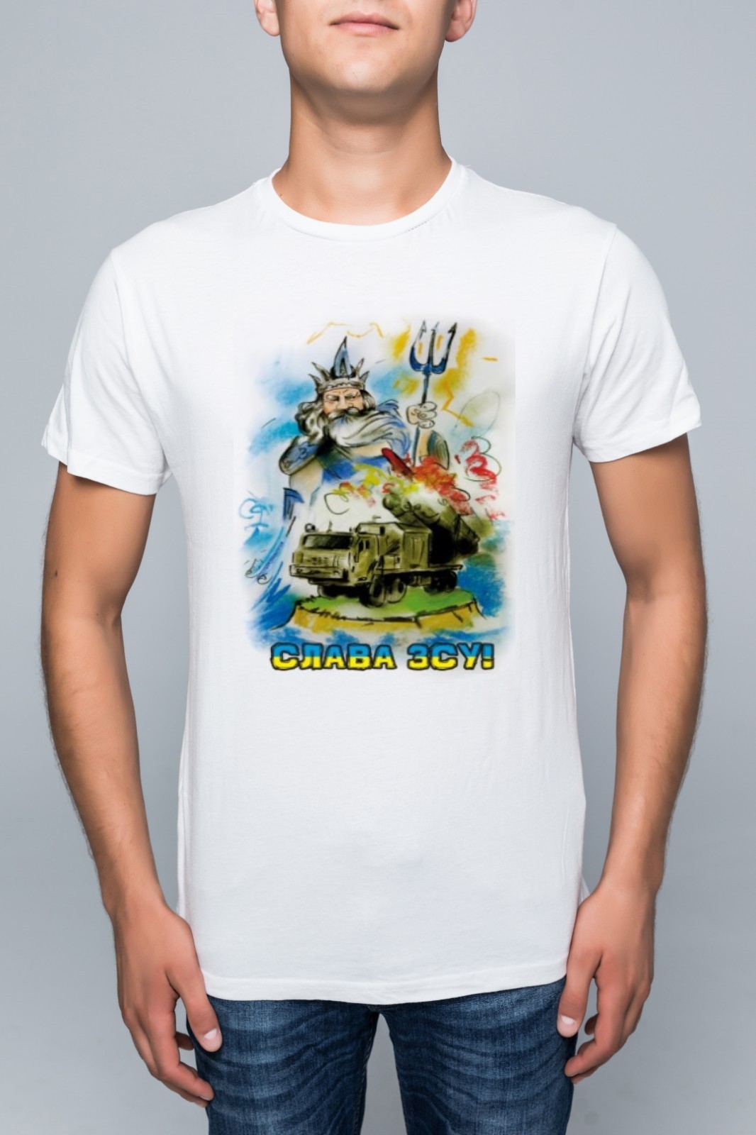 White T-shirt with Ukrainian patriotic print Glory of UAF