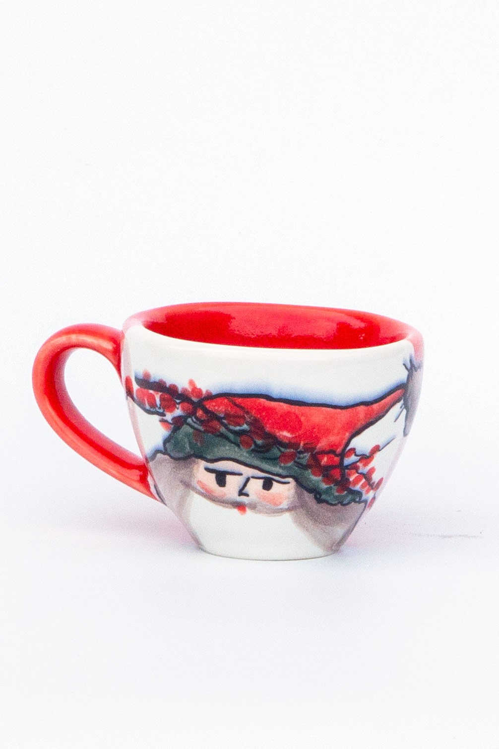 Small Christmas handmade ceramic coffee cup santa new year 2023