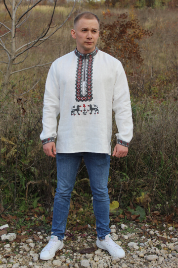 Men's embroidered shirt with wolves "Lvivska"