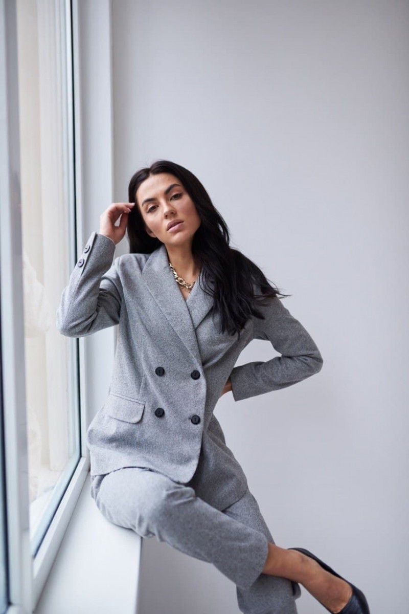 Gray classic women's suit