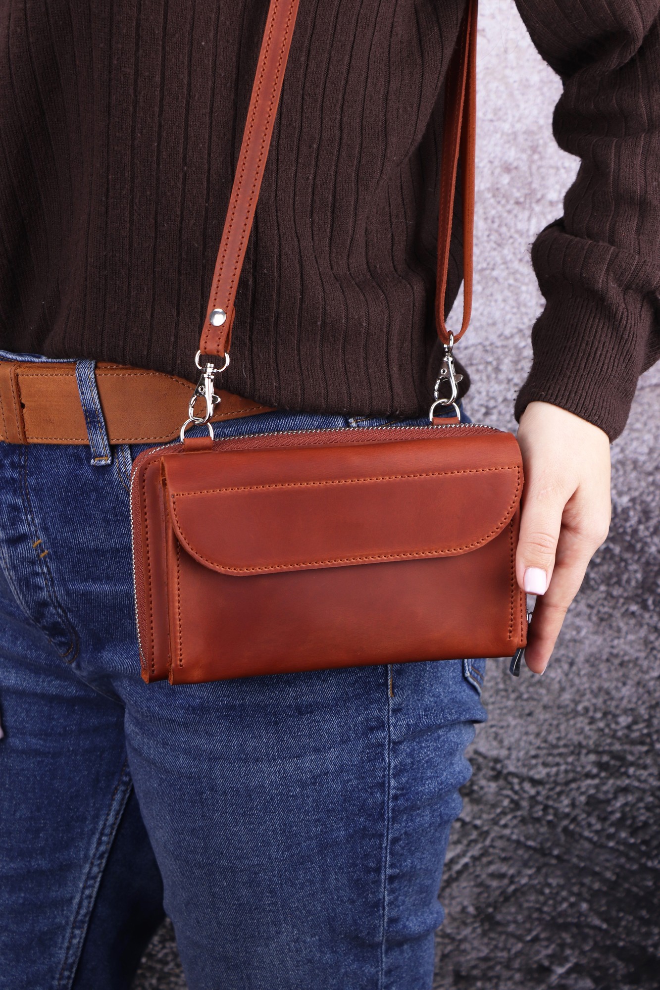 Women's Leather Pouch Clutch