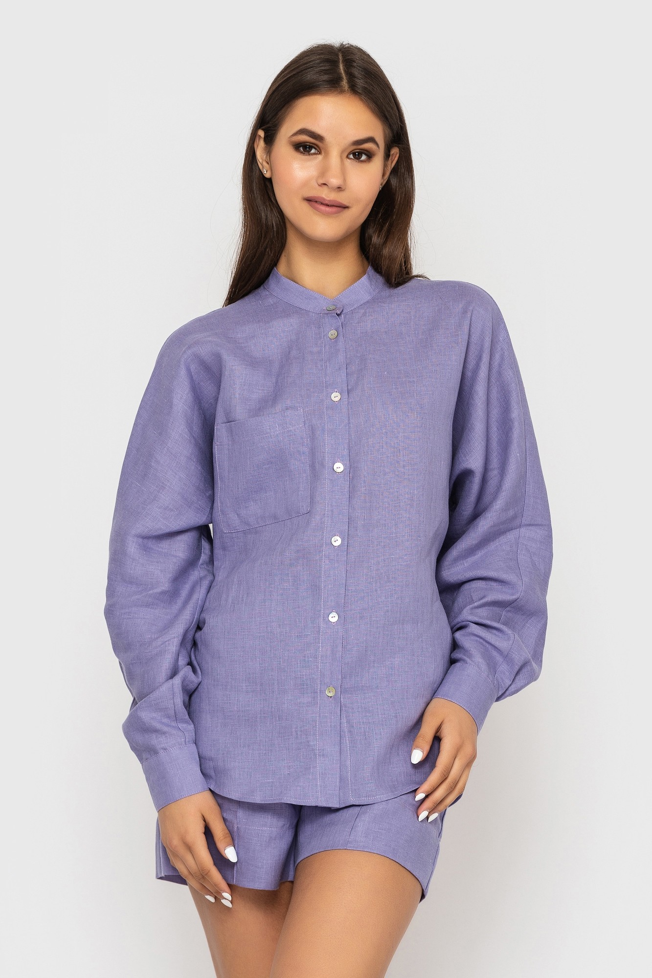 Lavender oversized shirt with one-piece sleeves