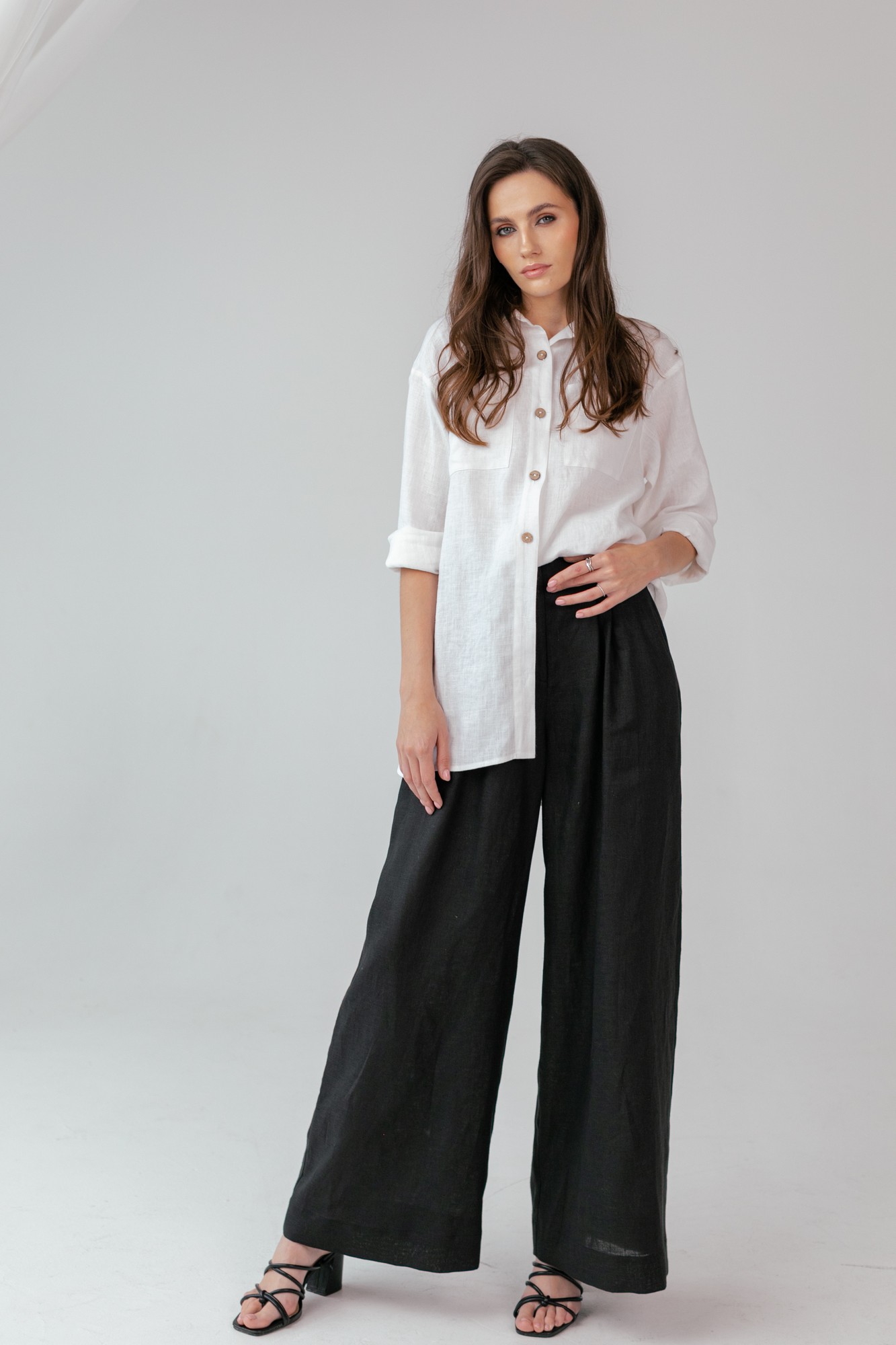 Linen Pants in Black With High Waist