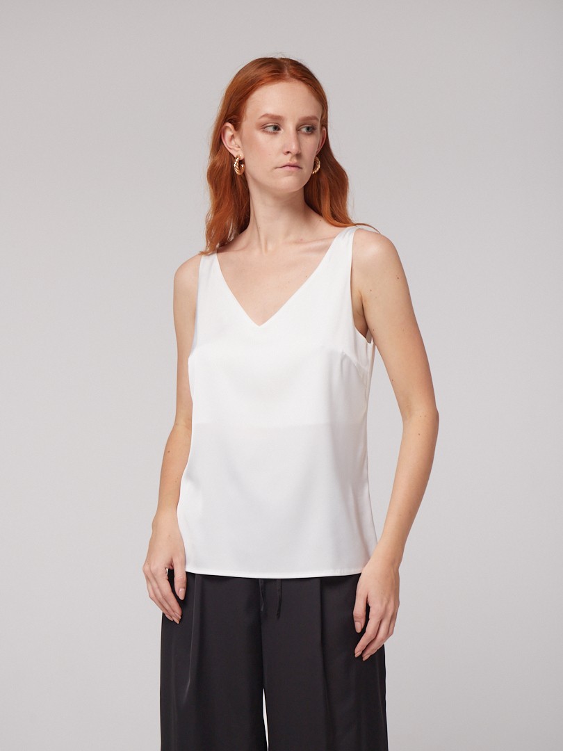White silk top with wide straps 22386 from Mint Бренд одягу with