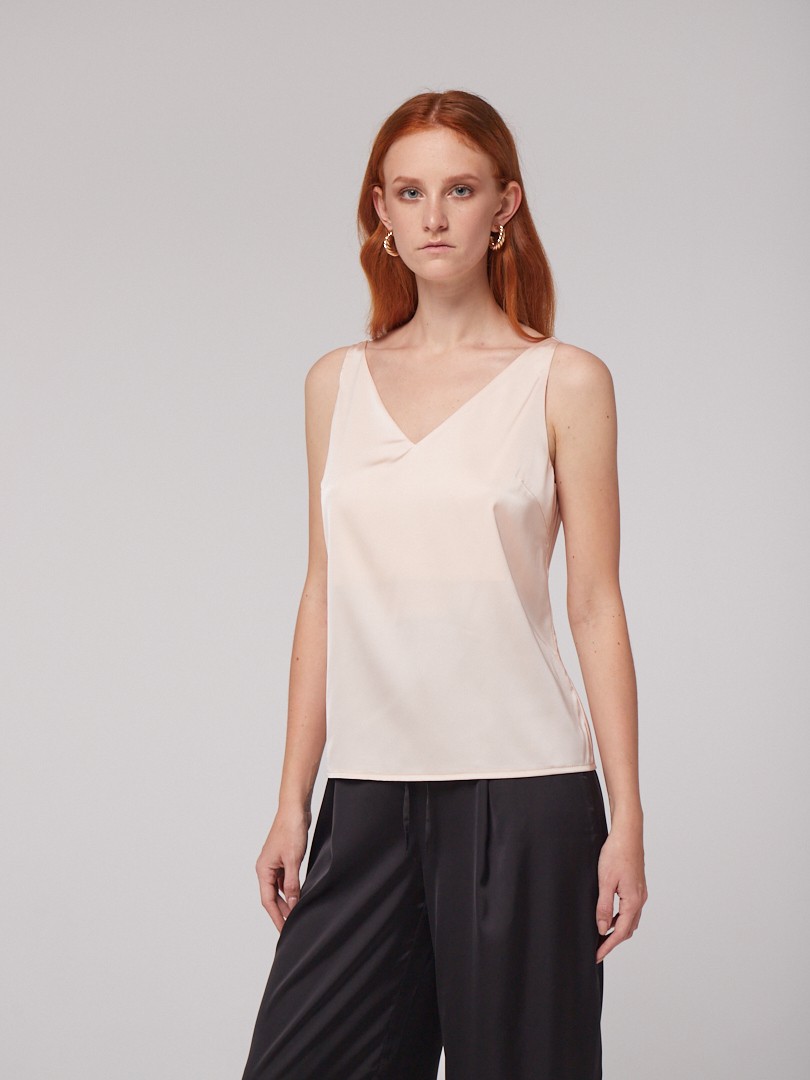 Beige silk top with wide straps - 22397 from Mint Бренд одягу with ...