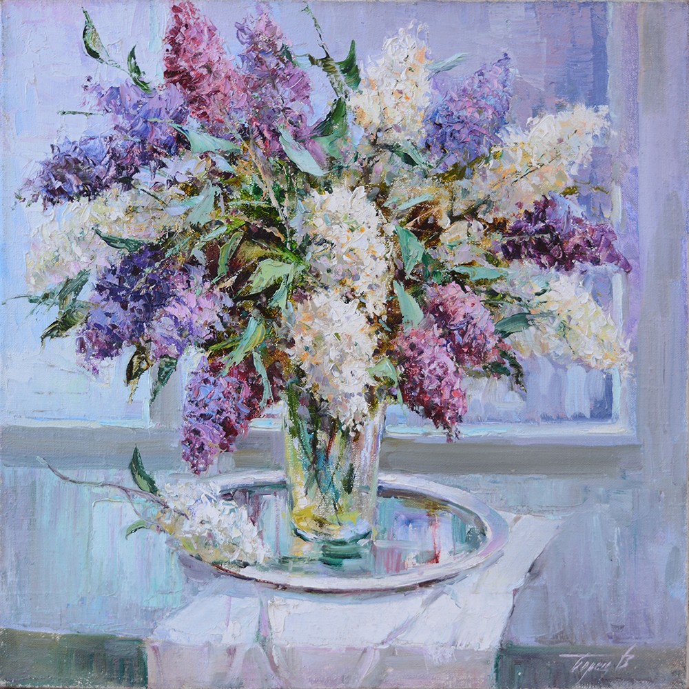 Oil painting flowers "lilac in a vase" unframed 22581 from Gallery