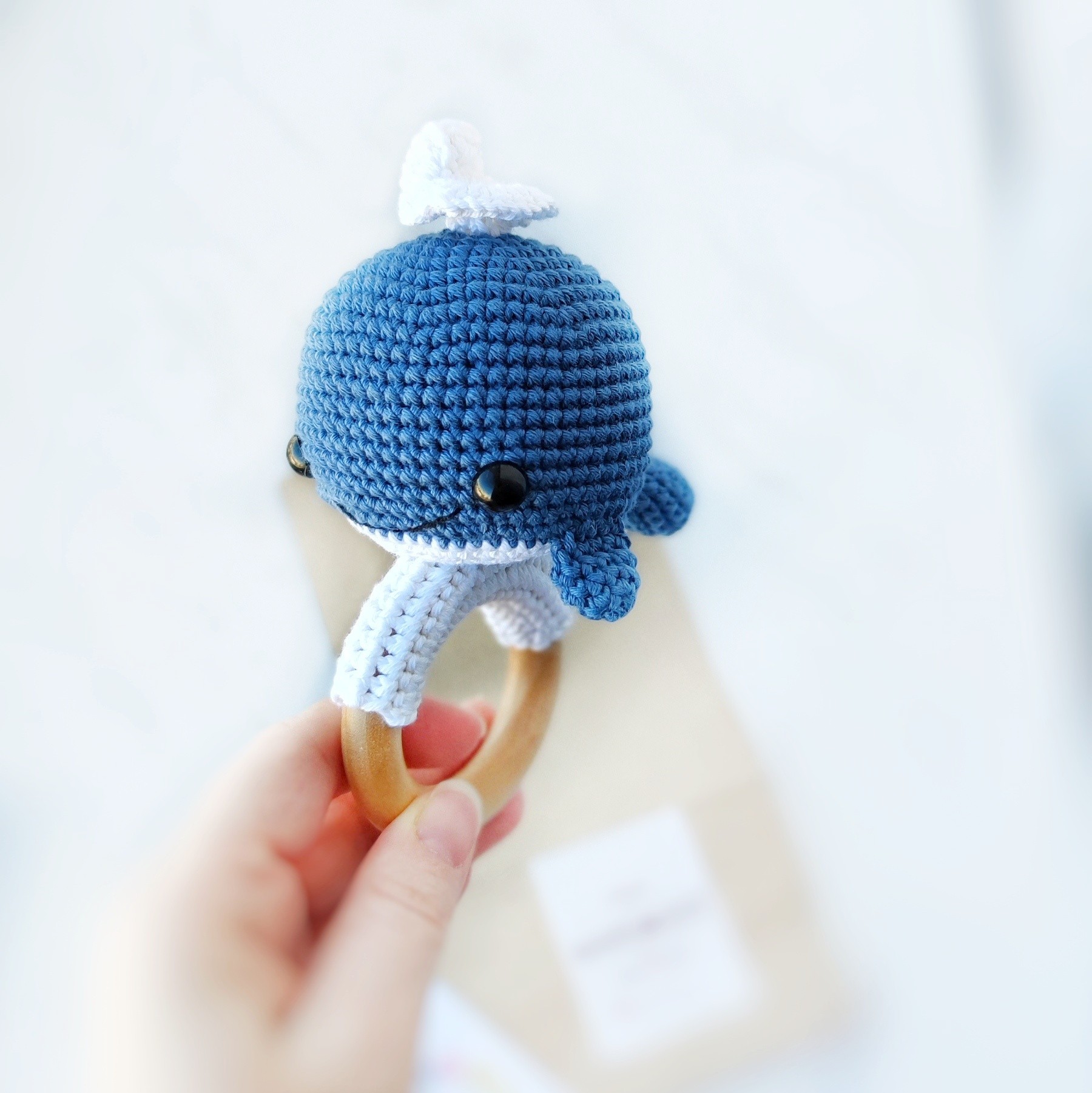 Whale baby rattle toy. Ocean baby shower gift. Blue whale. Baby boy gift