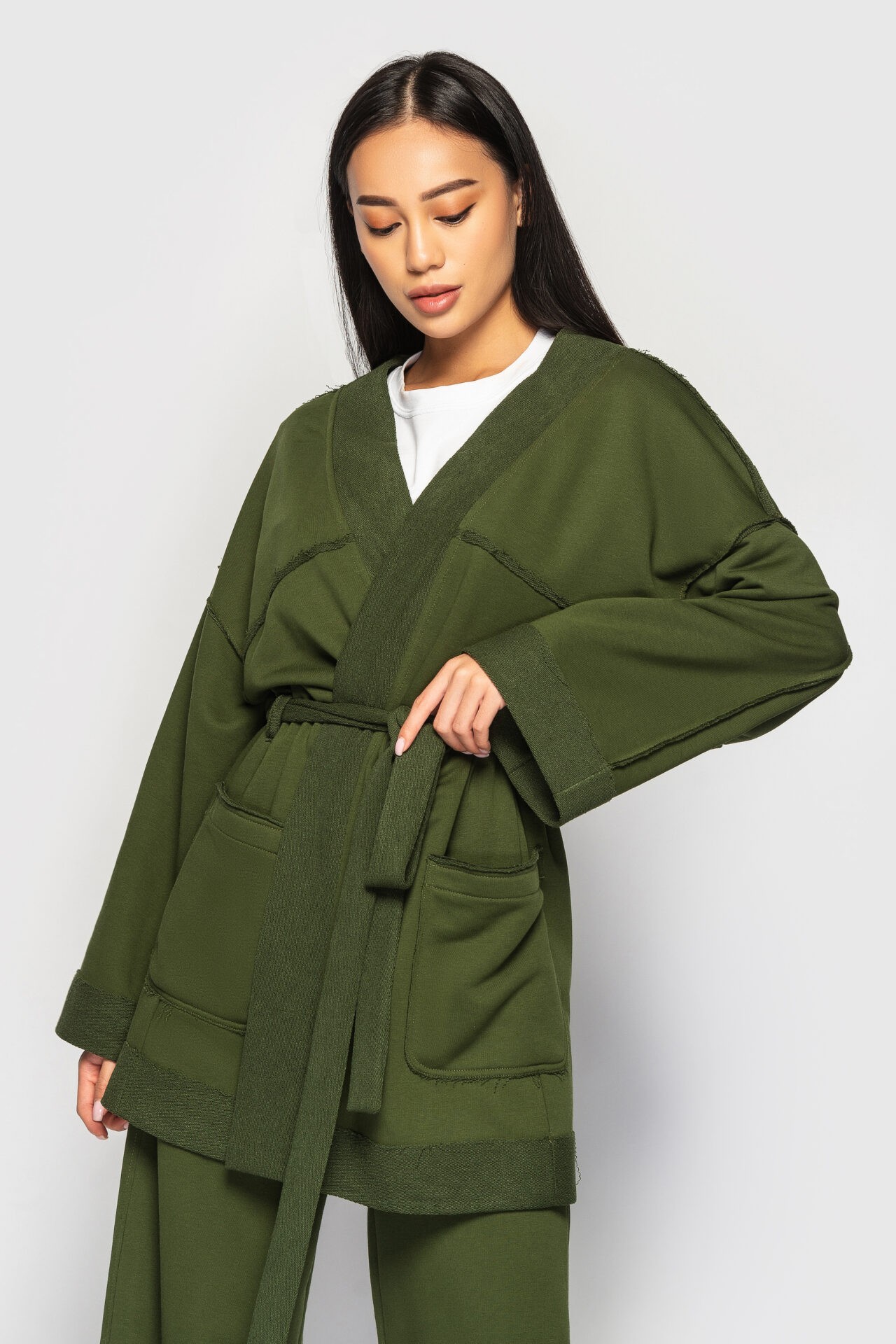 Olive Green Kimono Cardigan | atelier-yuwa.ciao.jp