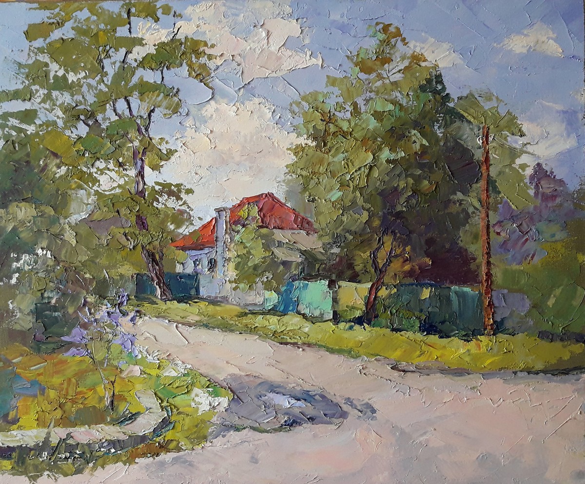 Oil painting House with a red roof Serdyuk Boris Petrovich nSerb316