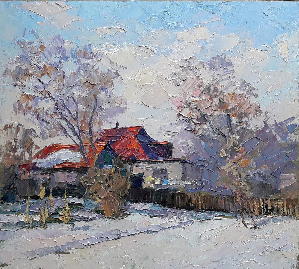 Oil painting House with a red roof Serdyuk Boris Petrovich nSerb317