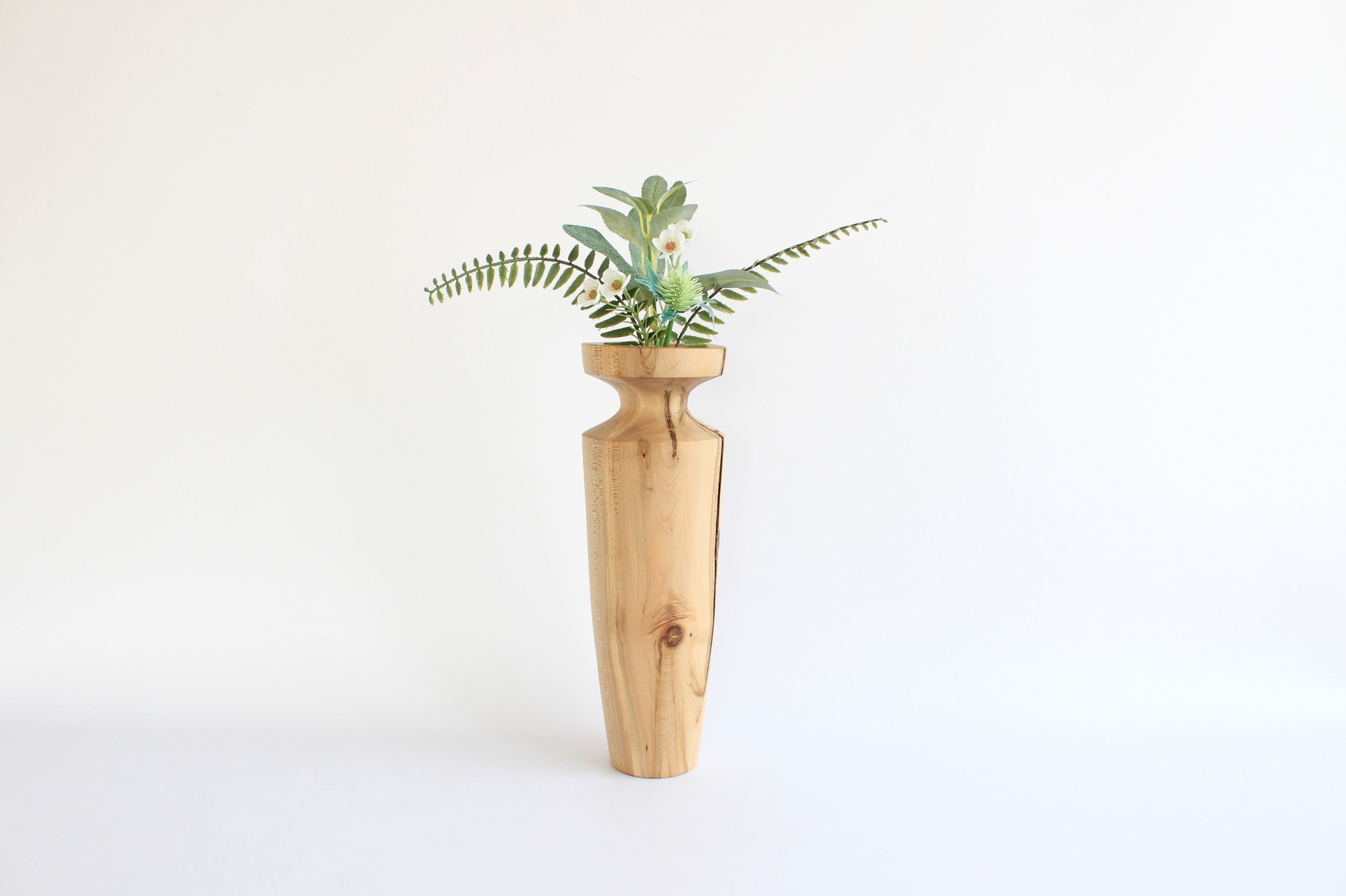 Unique vase handmade,  tall natural wooden dried flower vase, minimalist centerpiece table decor