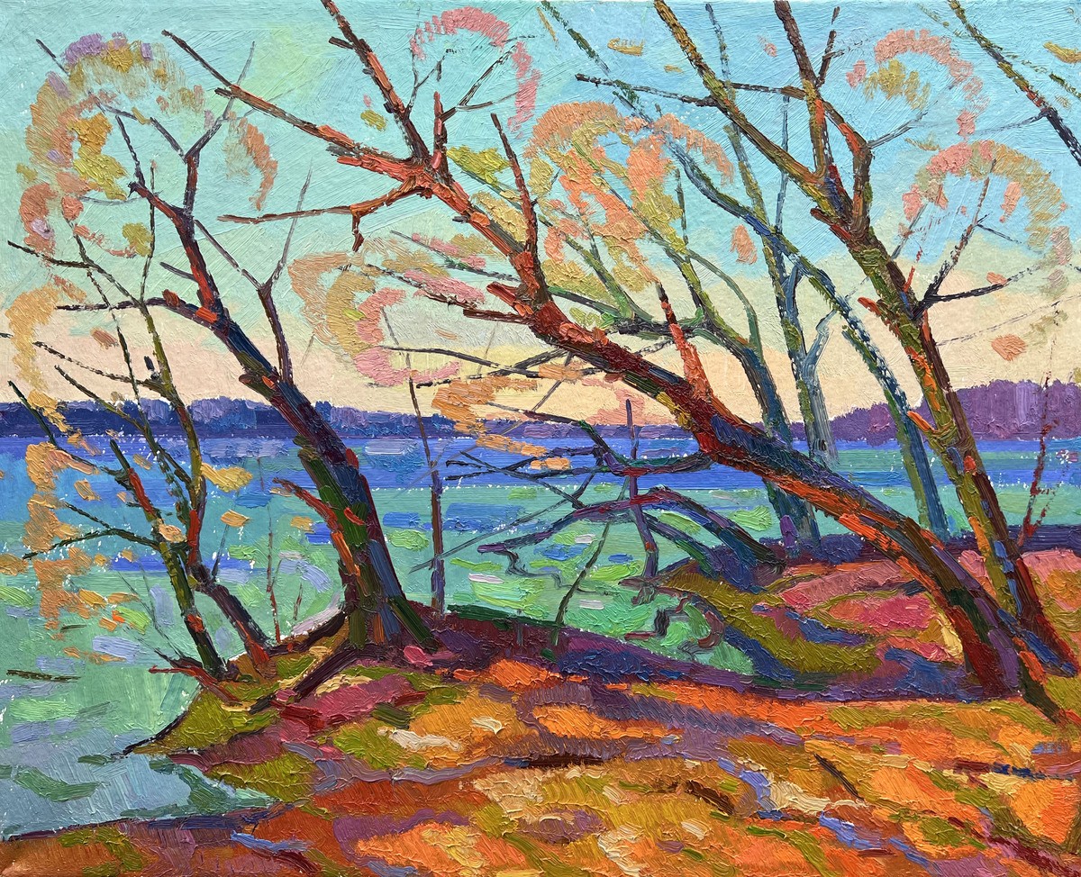 Abstract oil painting autumn coast Peter Tovpev nDobr778
