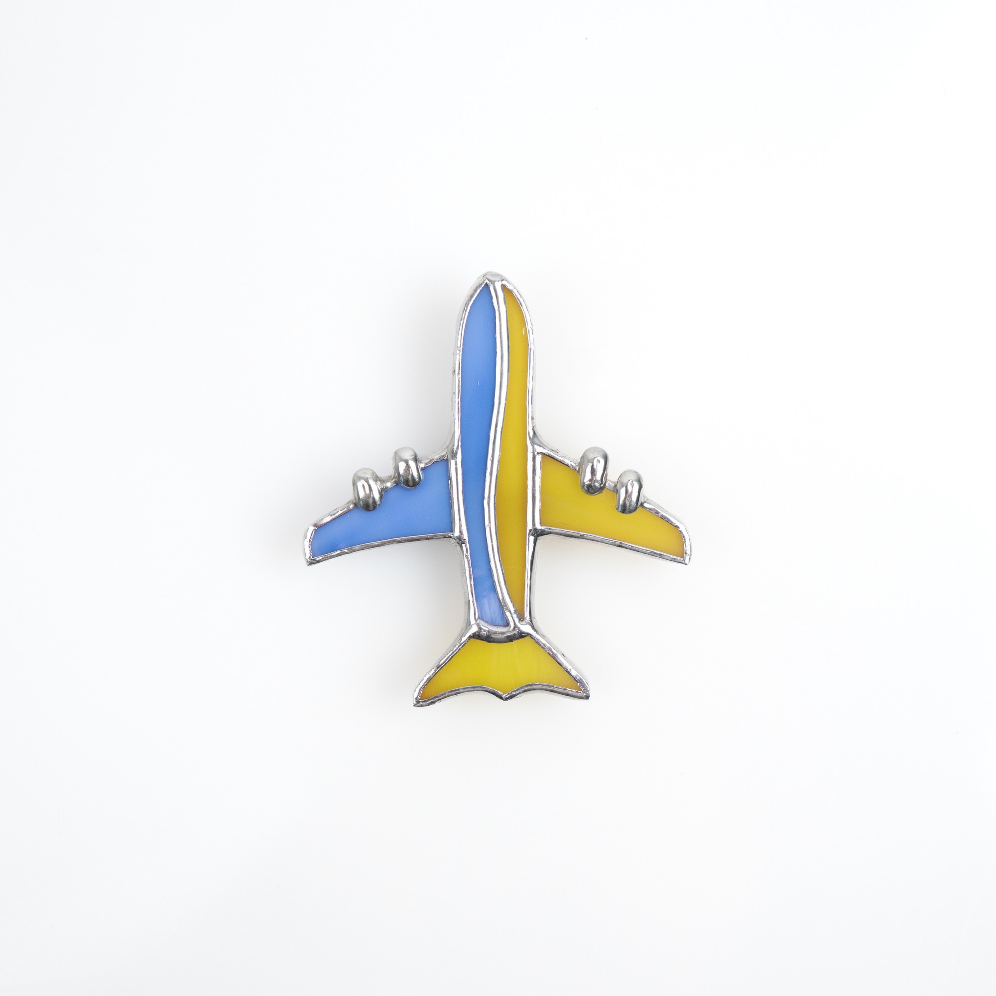 Ukrainian airplane stained glass brooch
