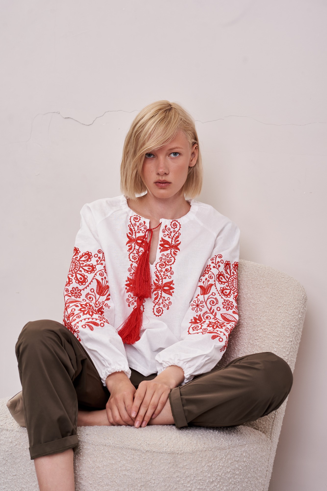 Women's blouse MEREZHKA "Ornament" red